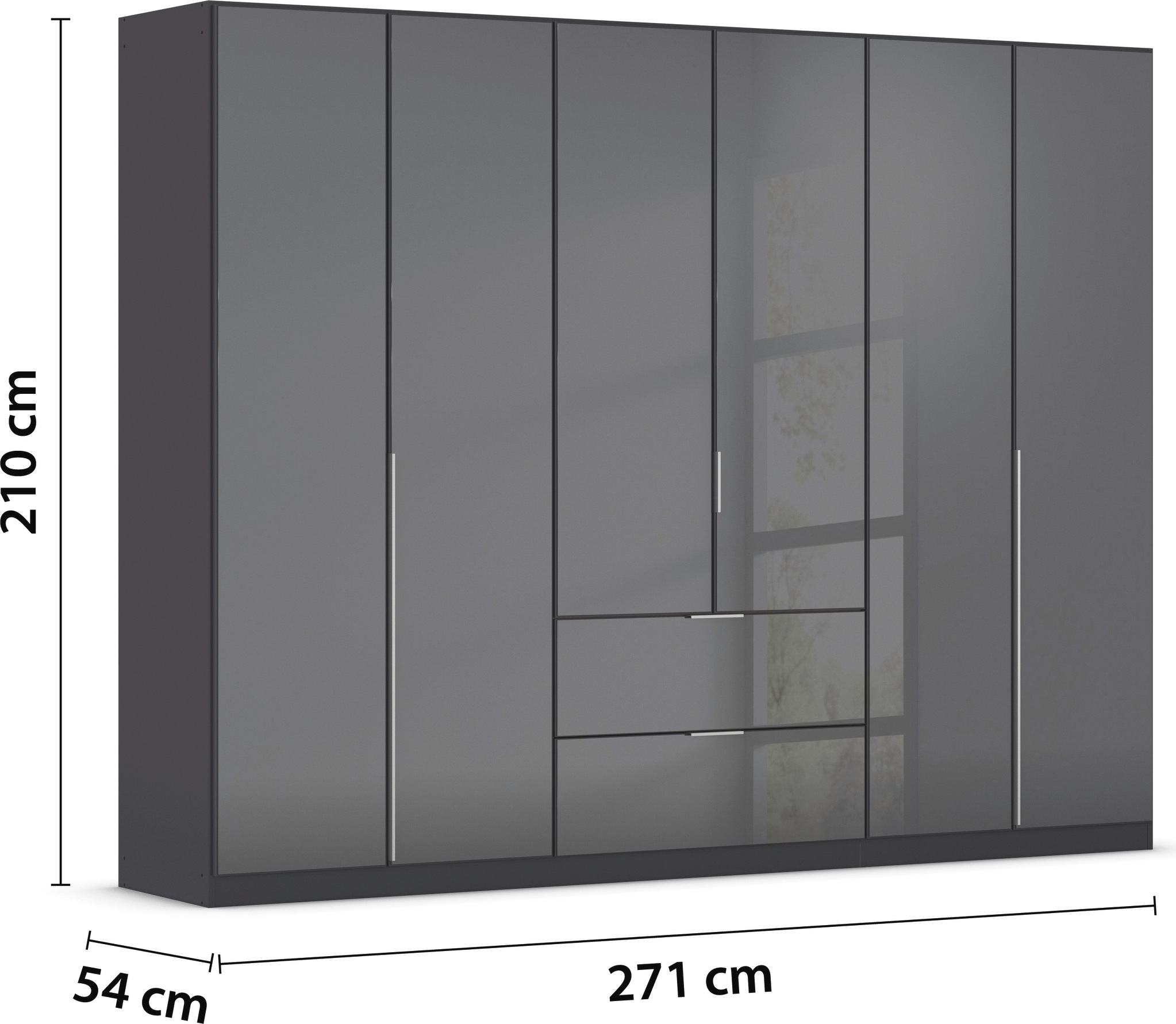 rauch Drehtürenschrank »Kleiderschrank Kleiderschränke Schrank Garderobe AGORDO mit Glasfront«, (in zwei Griff-Farben mit Glasfront), mit Außenschubkästen, in 6 Breiten und 2 Höhen MADE IN GERMANY