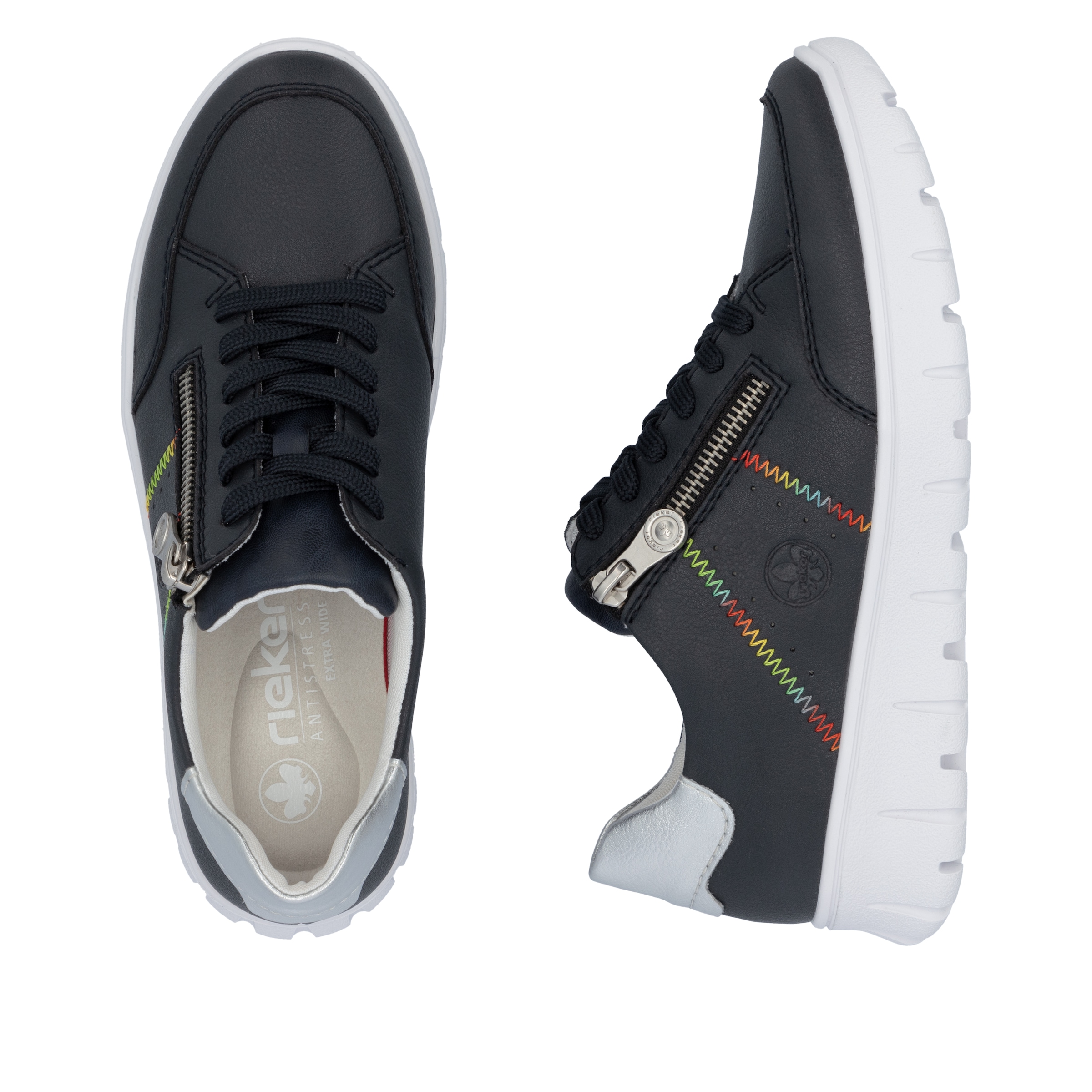 Rieker Sneaker, Schnürschuh, Halbschuh, Freizeitsneaker, seitlicher Reißverschluss