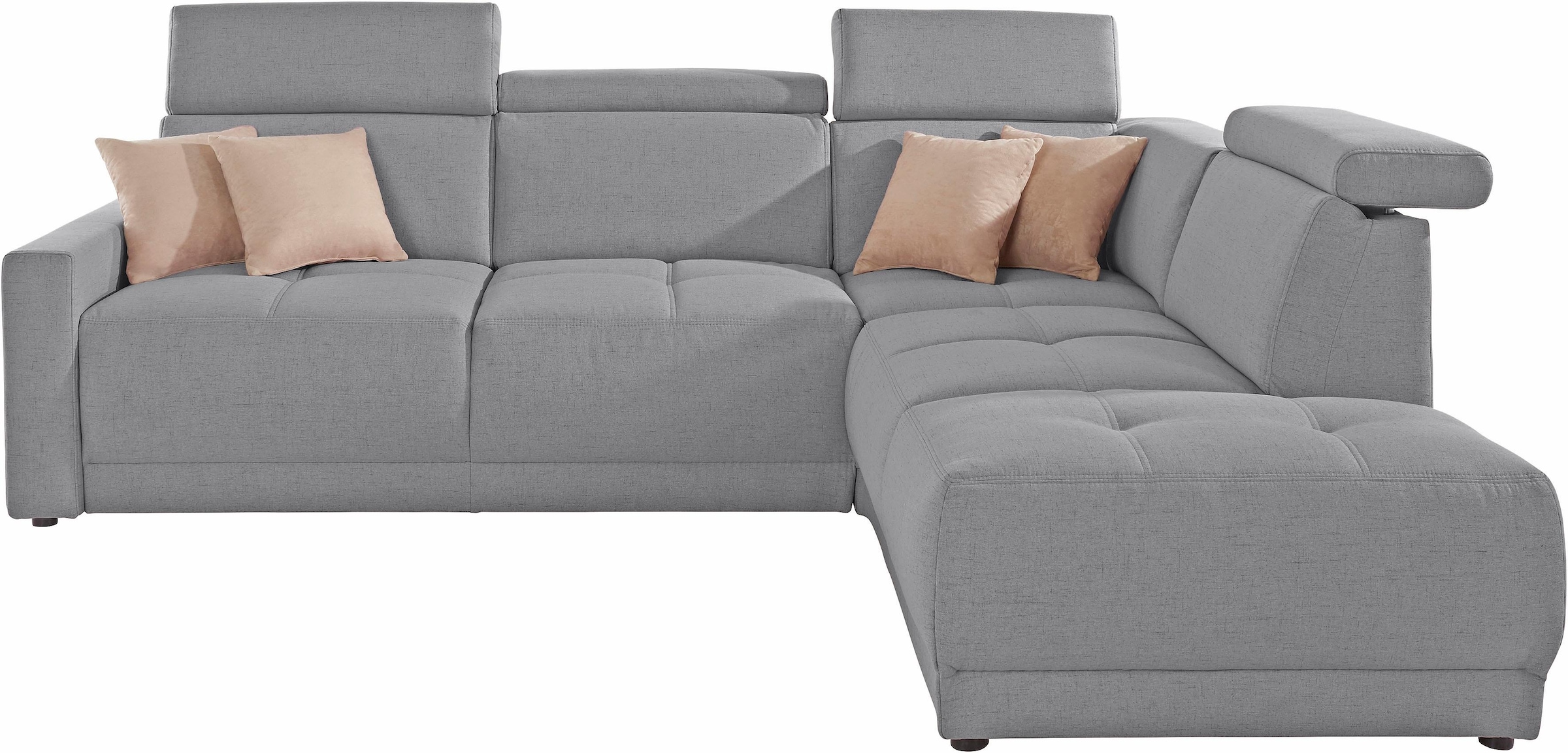 DOMO collection Ecksofa »Ava, moderne Sitzheftung mit toller Doppelnaht, komfortabel, L-Form«, mit Ottomane, inkl. Federkern, wahlweise mit Kopfteilverstellungen
