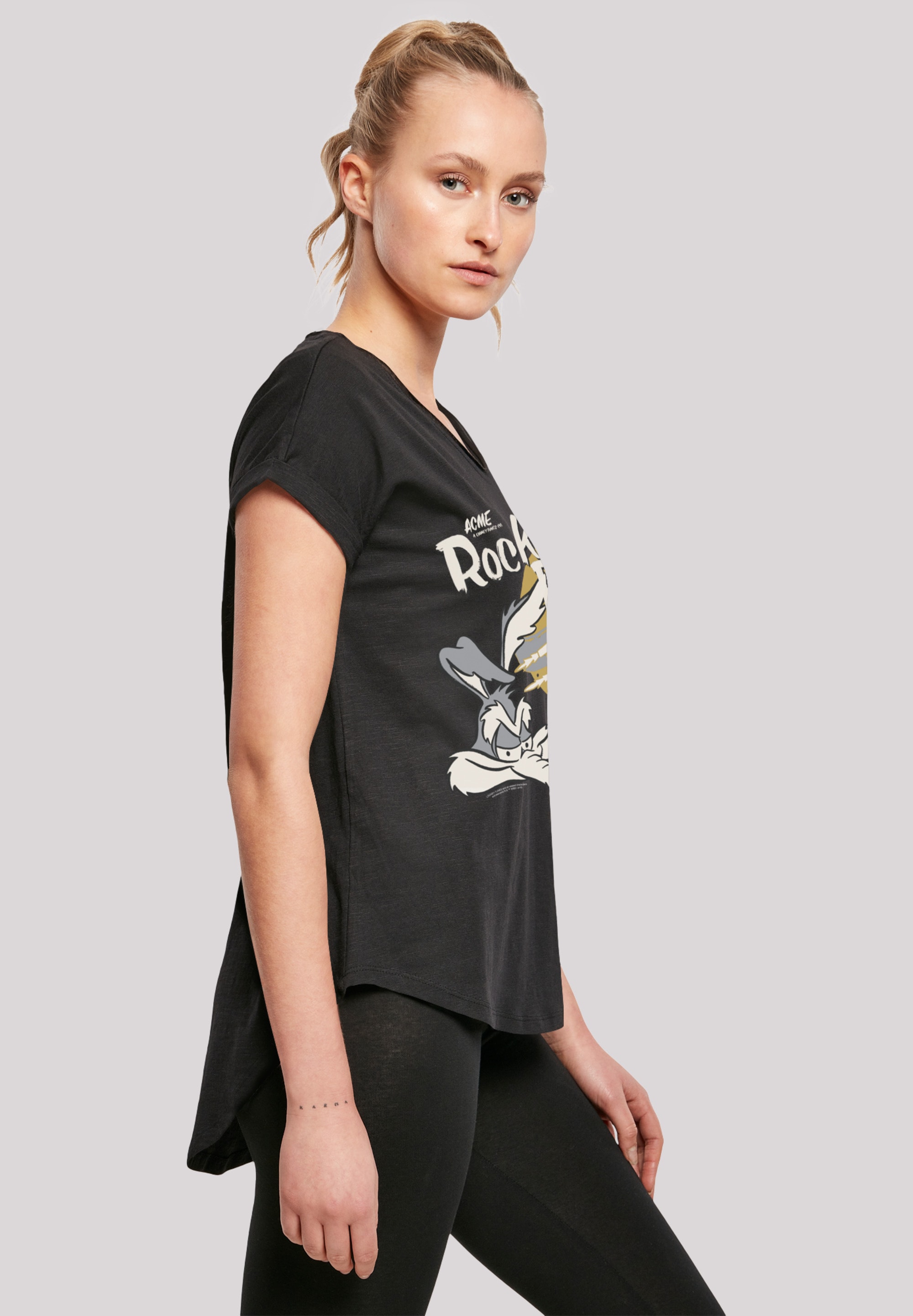 F4NT4STIC T-Shirt »Looney Tunes Wile E Rocket Board Cartoon«, Damen,Premium Merch,Lang,Longshirt,Bedruckt