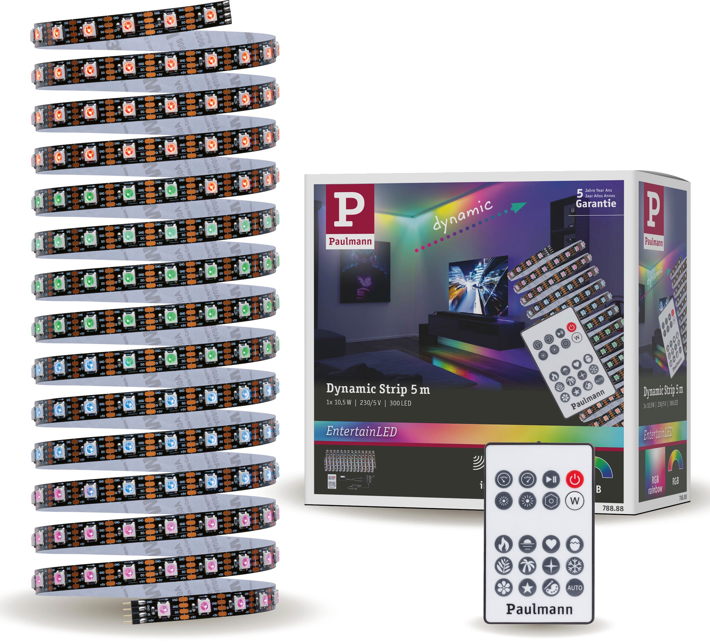 Paulmann LED-Streifen »Dynamic Rainbow RGB 5m 10,5W 60LEDs/m 15VA«, 1 St.-flammig