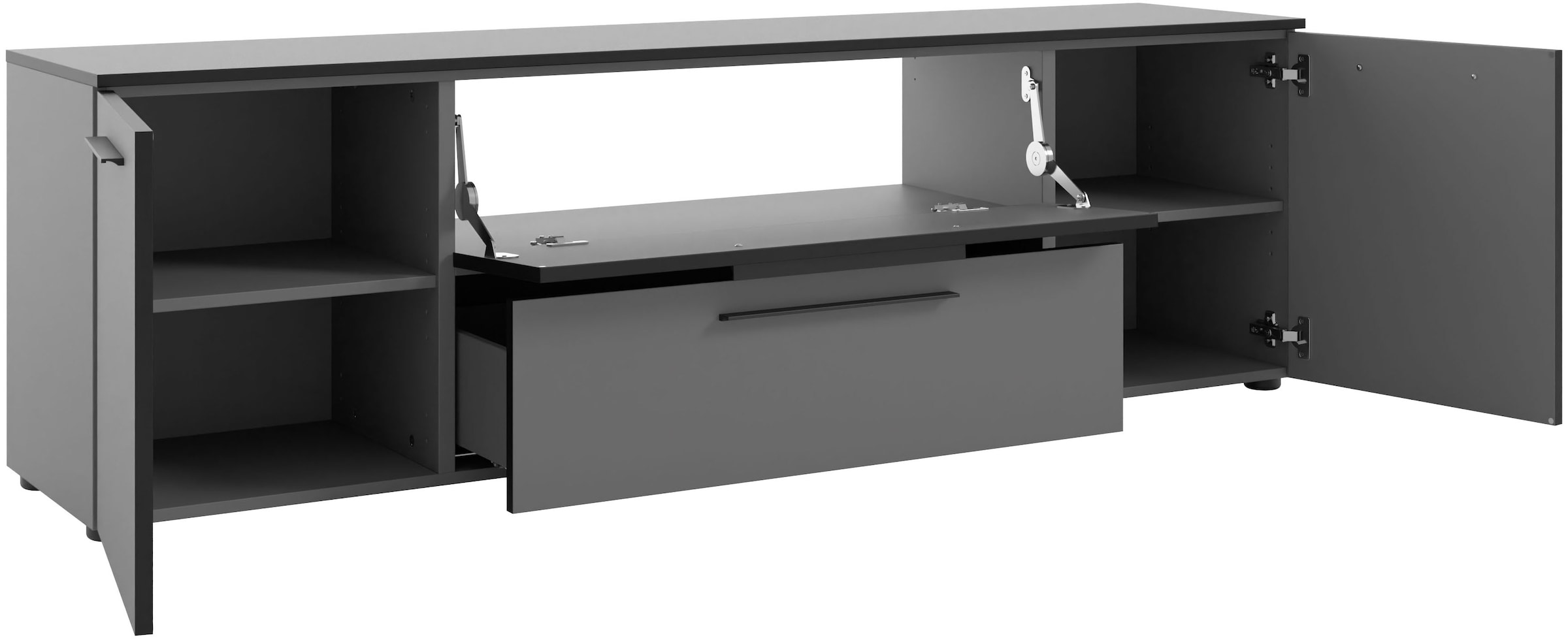 Manjana Möbel Lowboard »mit Schwarz matten Metallgriffen«