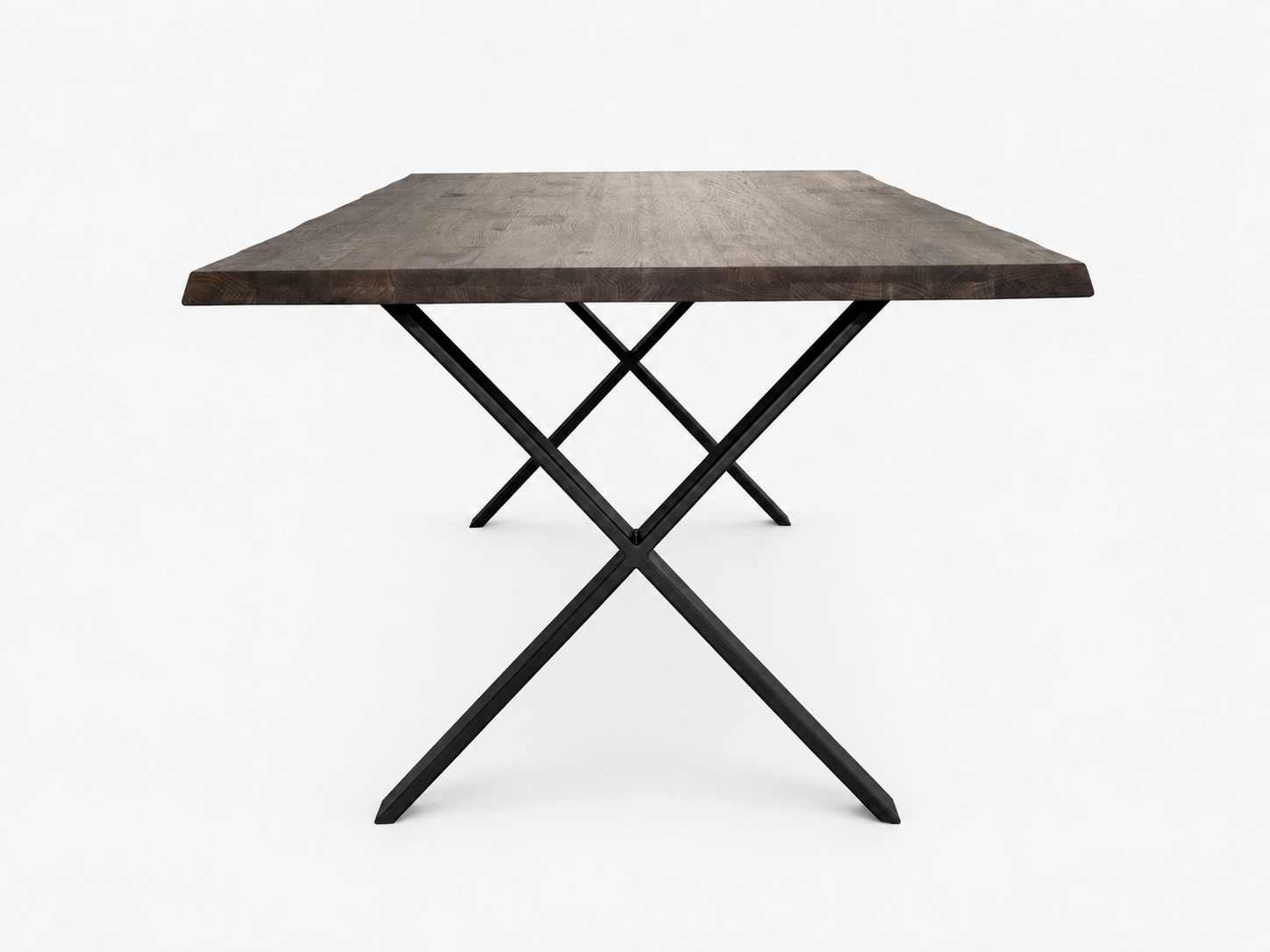 OTTO home Esstisch »»NARVIK« Speisetisch, Küchentisch, Wohntisch, Esszimmertisch« Wildeiche geölt Natur/Smoke, Baumkante, X-Gestell schwarz Metall