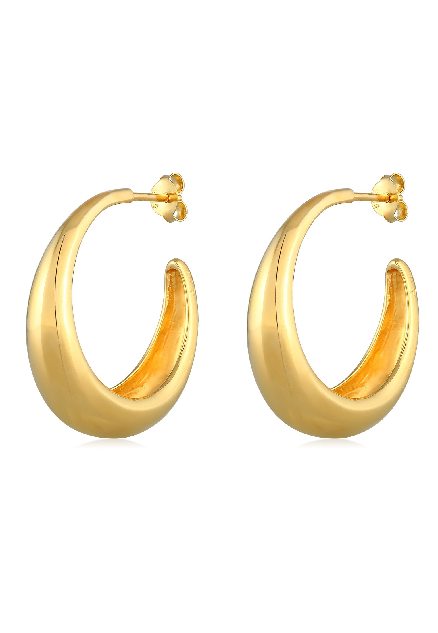 Paar Creolen ELLI "Creolen Ohrstecker Chunky 925 Sterling Silber", gold, Ohrringe, Damen, onesize, ohne Stein, Silber 925 (Sterlingsilber)