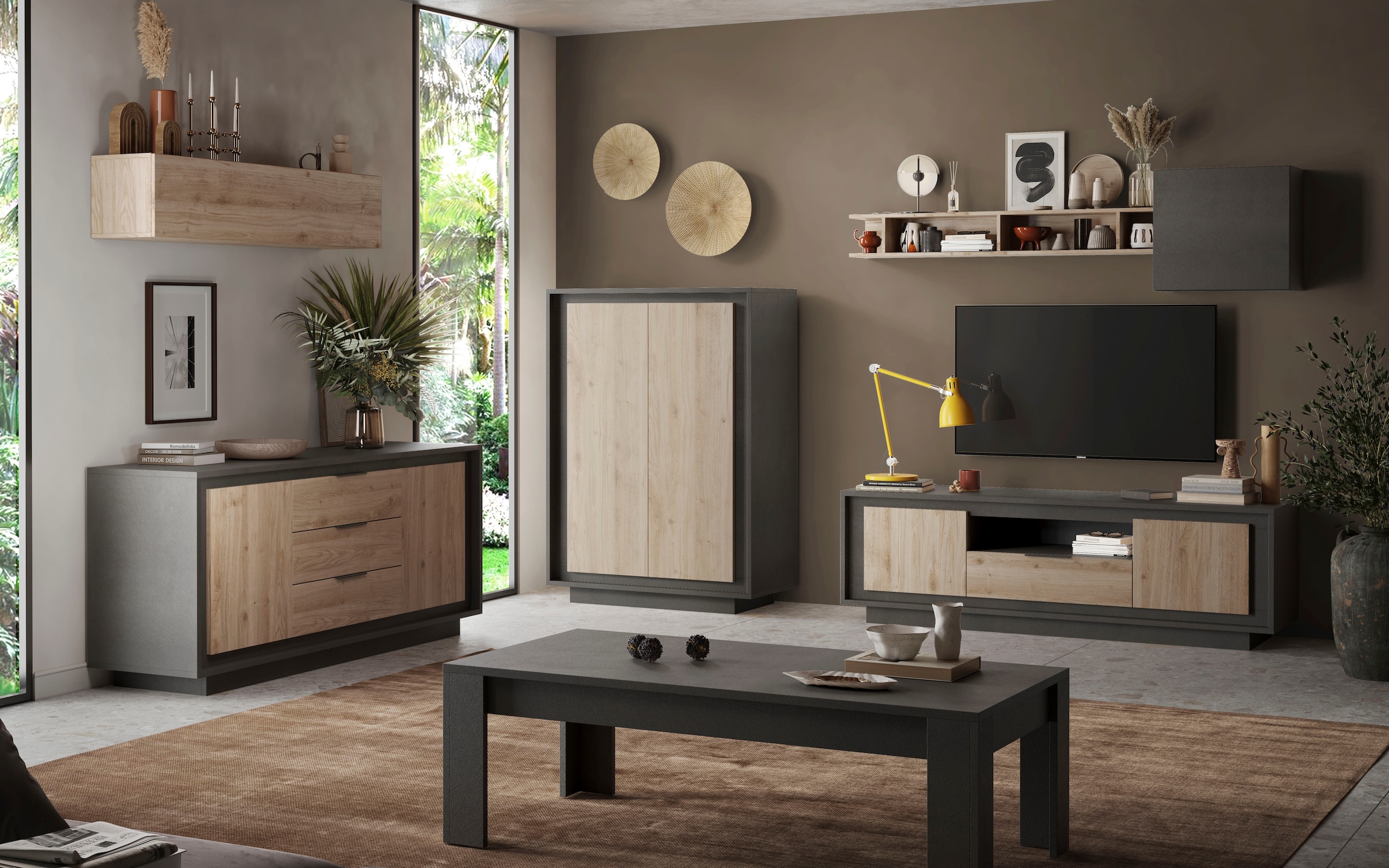 Home affaire Lowboard »Sky, B/T 180/50 cm, TV-Schrank/Medienboard, 2 Türen, 1 Schubkasten« Softclosing, Korpus & Front 22 mm stark, Rahmen-Optik, Metallgriff