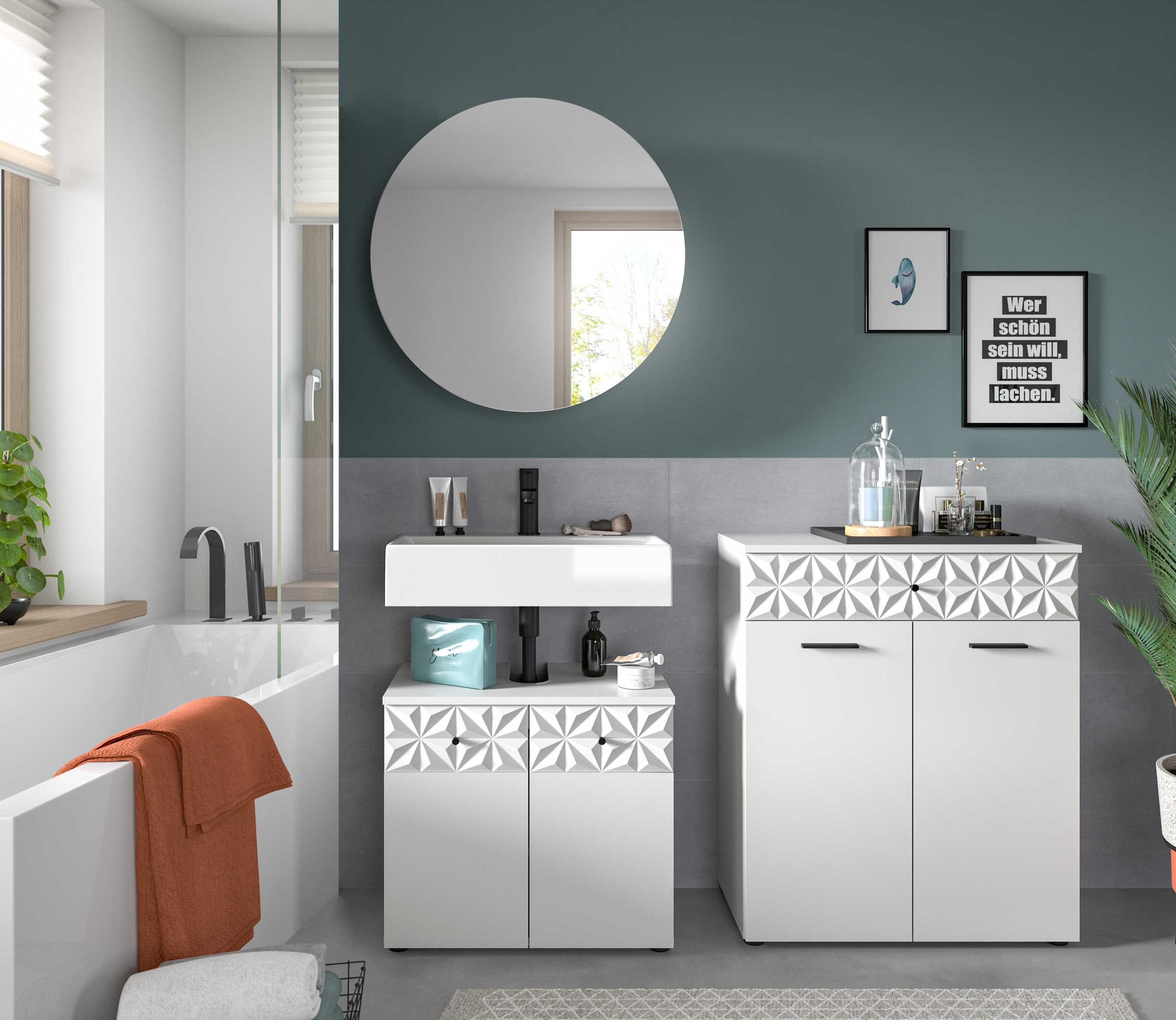 INOSIGN Badezimmer-Set "VICENZA, TOPSELLER, Breite 145cm, 3-teilig, mit Orn günstig online kaufen
