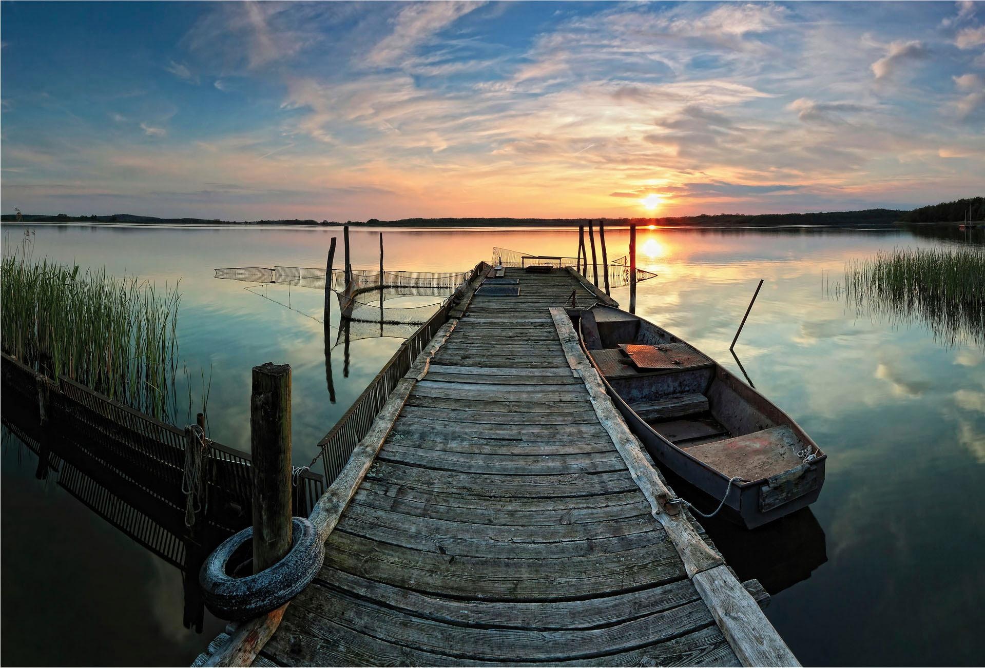 Vliestapete »Sunset at the lake Sonnenuntergang«, made in Berlin