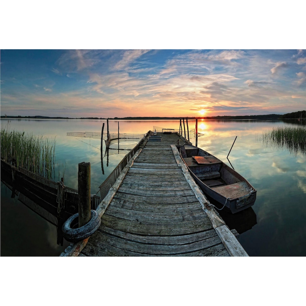 Wall-Art Vliestapete »Sunset at the lake Sonnenuntergang«