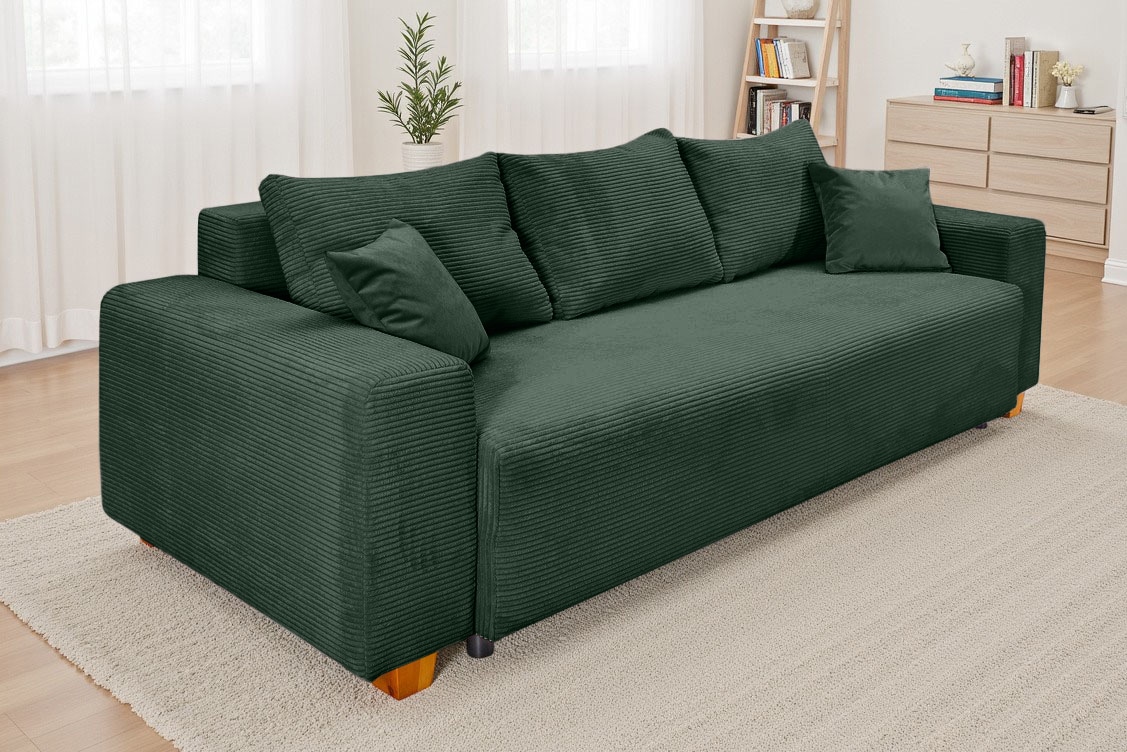 COLLECTION AB Schlafsofa "Yves, B: 243 cm, Liegefl. 142x194 cm" Schlaffunktion, Bettkasten & 2 Zierkissen, Federkern