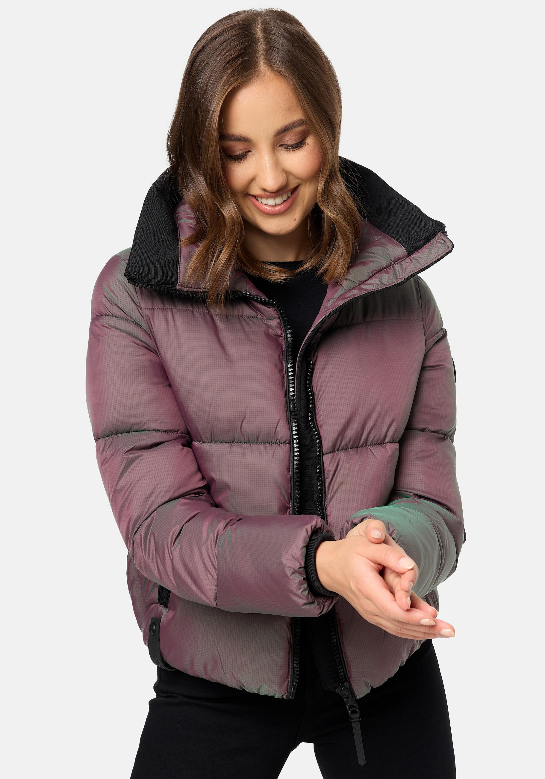 Navahoo Steppjacke "Sternschnüppchen" ohne Kapuze Gesteppte Damen Winterjacke in Metallic-Optik