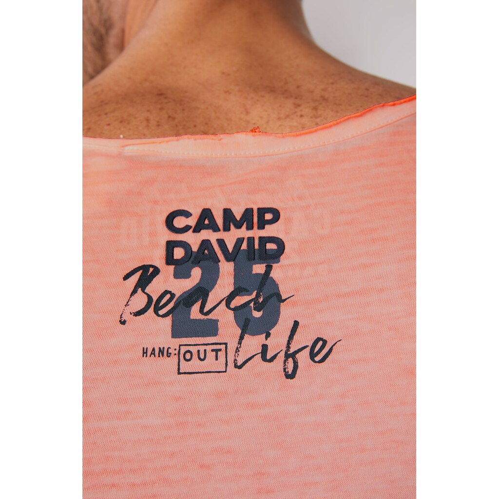 CAMP DAVID Tanktop, mit offenen Kanten an den Ausschnitten