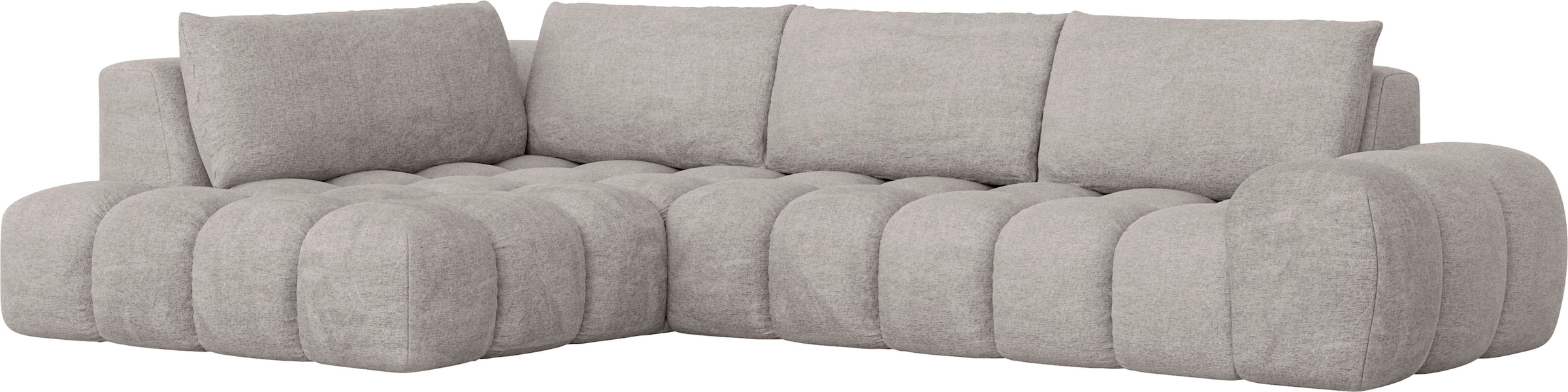 INOSIGN Ecksofa »AZITA Designsofa, elegant und bequem L-Form, Bubble-Optik«, lose Rückenkissen, traumhafte Steppung, Maße B/T/H: 352/210/72 cm