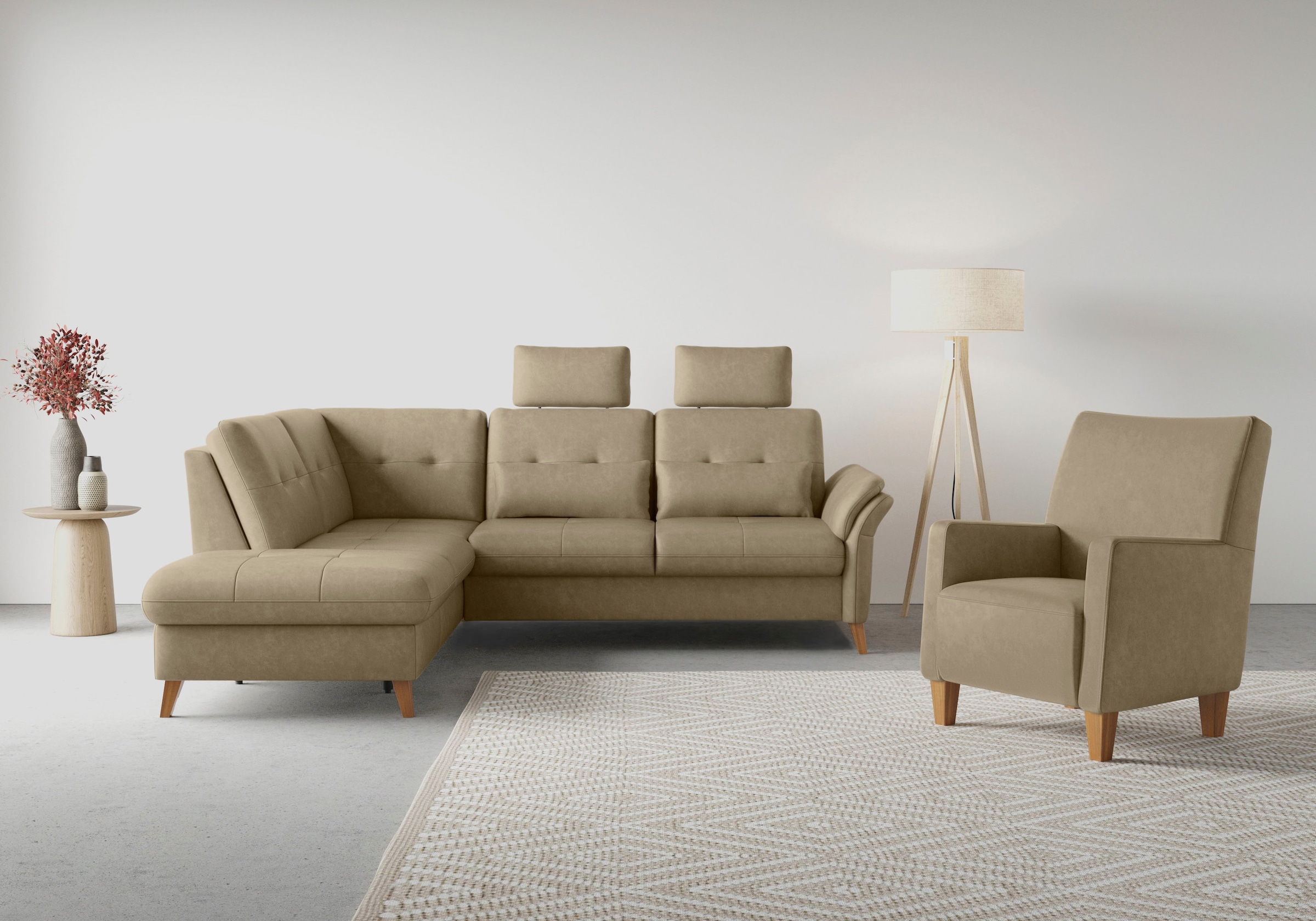 sit&more Ecksofa »Göteborg«, inkl. Sitztiefenverstellung, wahlweise mit Bettfunktion & Bettkasten