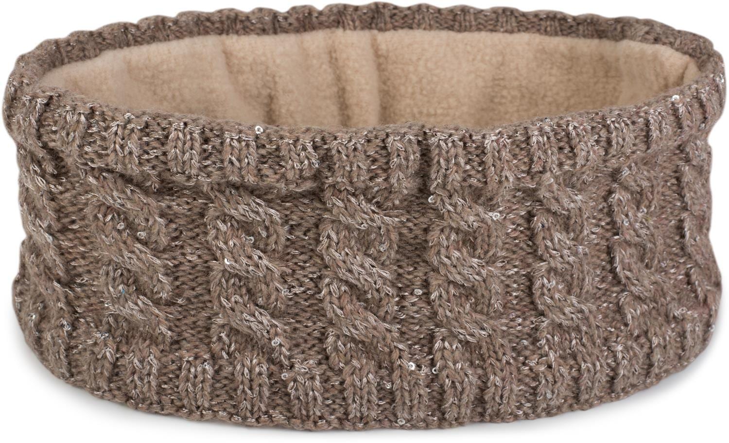 styleBREAKER Stirnband "Strick Stirnband Zopfmuster Pailletten" 1 Stk.