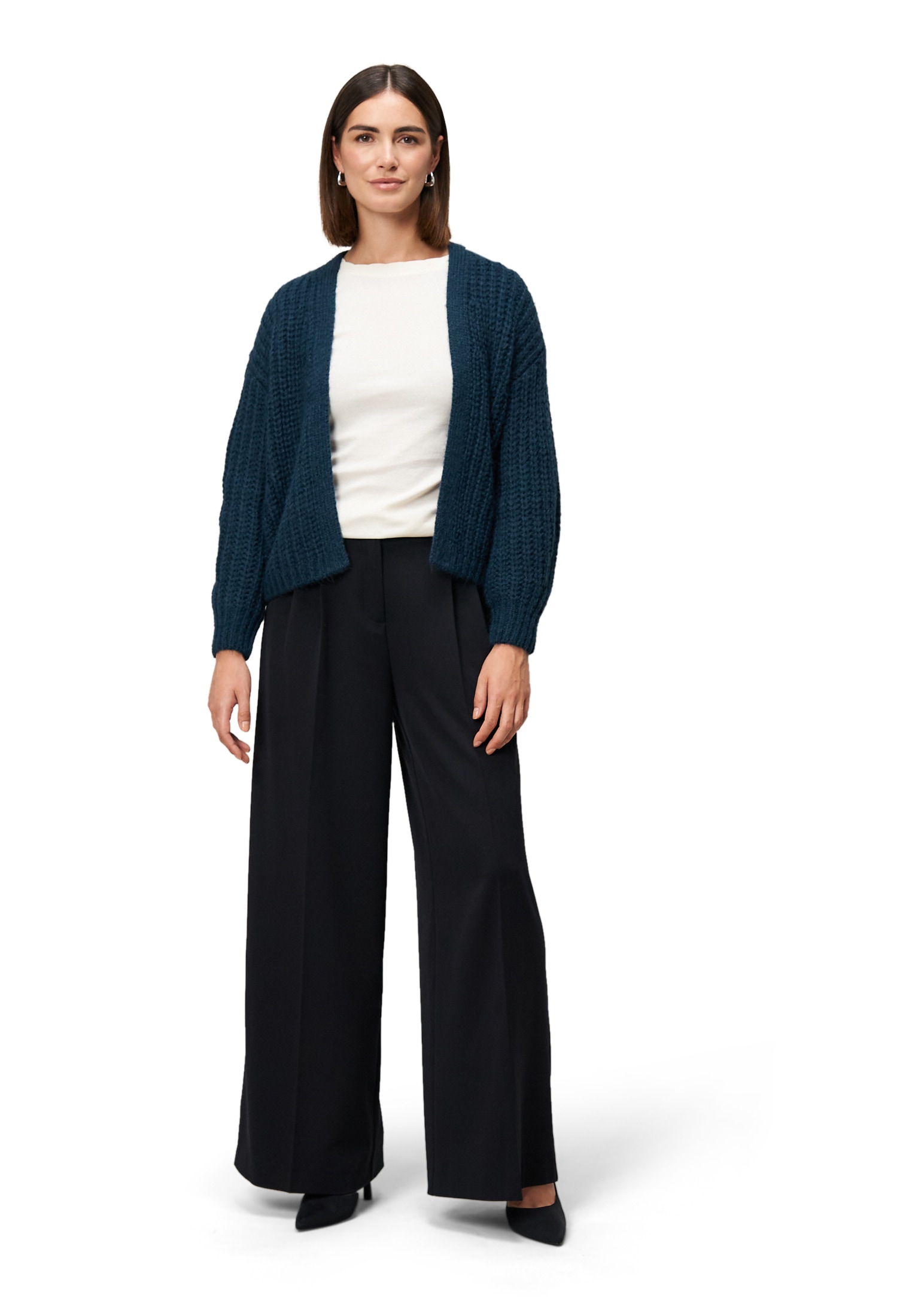 Zero Strickjacke »Damen Grobstrickjacke offener Style« 1 Stk. tlg. Plain/ohne Details