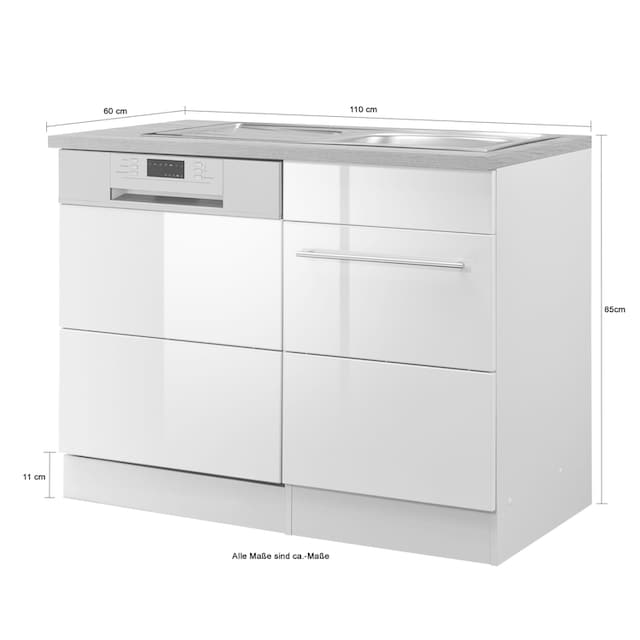 HELD MÖBEL Spülenschrank »Wien«, Breite 110 cm, inkl. Möbelfront für  teilintegrierbaren Geschirrspüler | BAUR