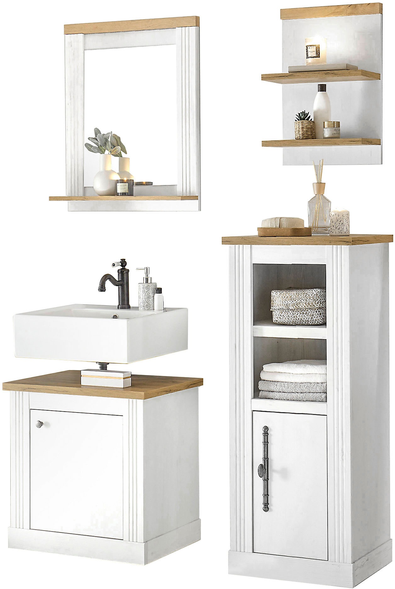 OTTO home Badmöbel-Set "WESTMINSTER, Bad im Landhausstil, 4-teiliges Badezi günstig online kaufen