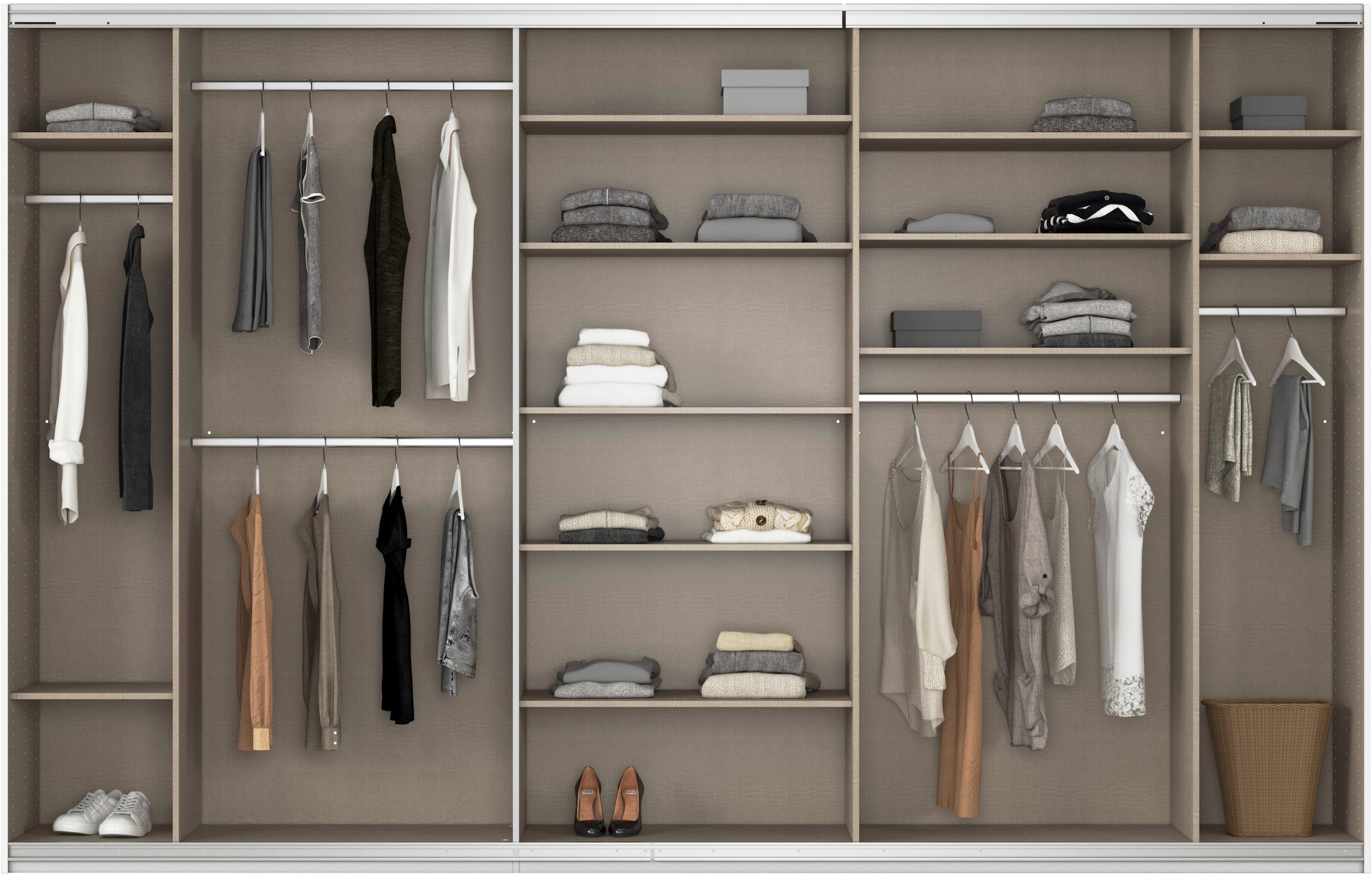 rauch Schwebetürenschrank »Kleiderschrank Schrank Garderobe AGORDO mit Glasfront«, durchdachte Innenausstattung, in 4 Breiten und 2 Höhen MADE IN GERMANY