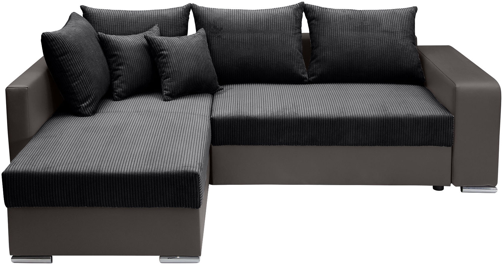 COLLECTION AB Ecksofa »L-Form«, Regalarmlehne mit LED RGB Beleuchtung,Bettfunktion und Bettkasten