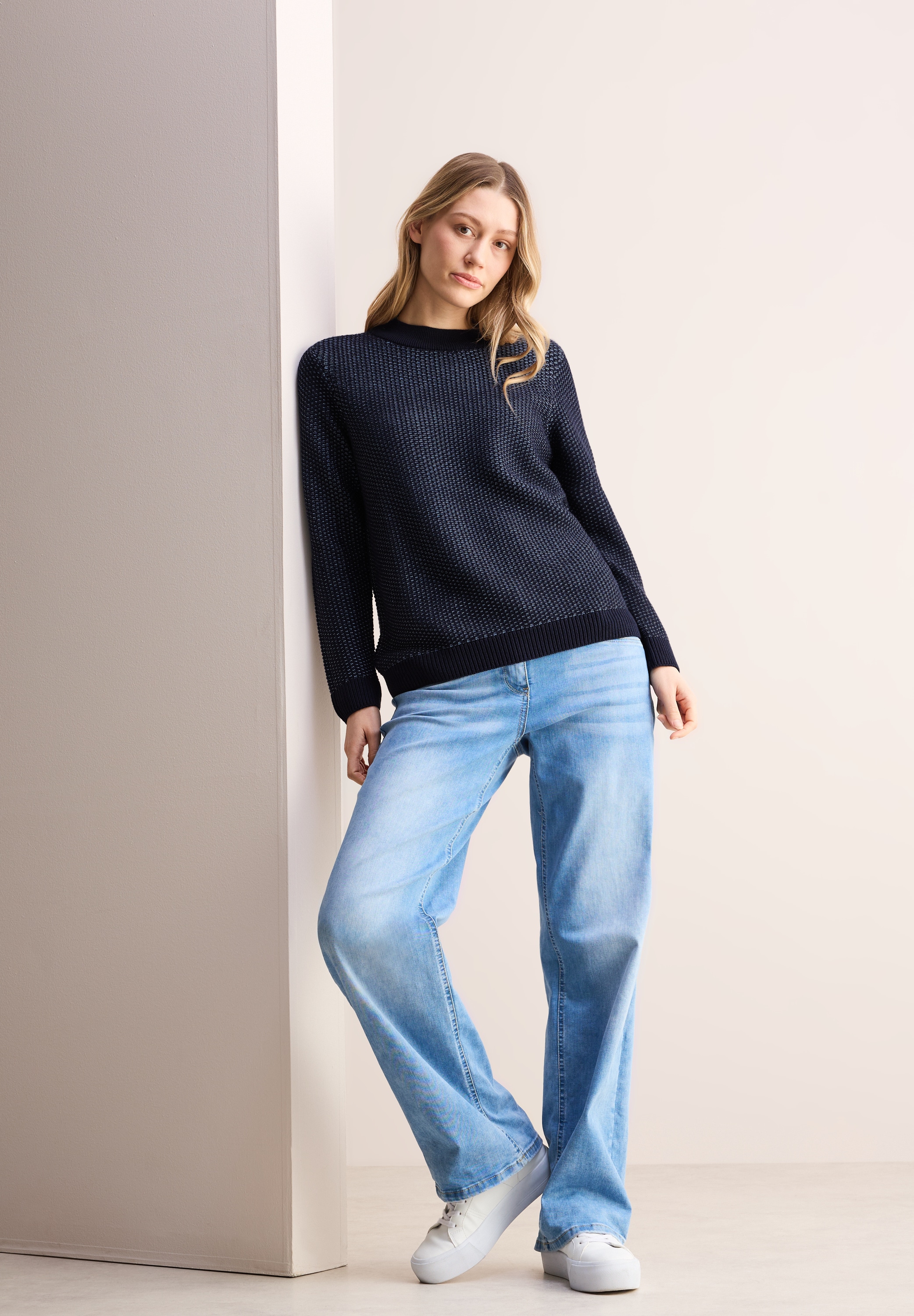 Cecil Stehkragenpullover, mit Struktur