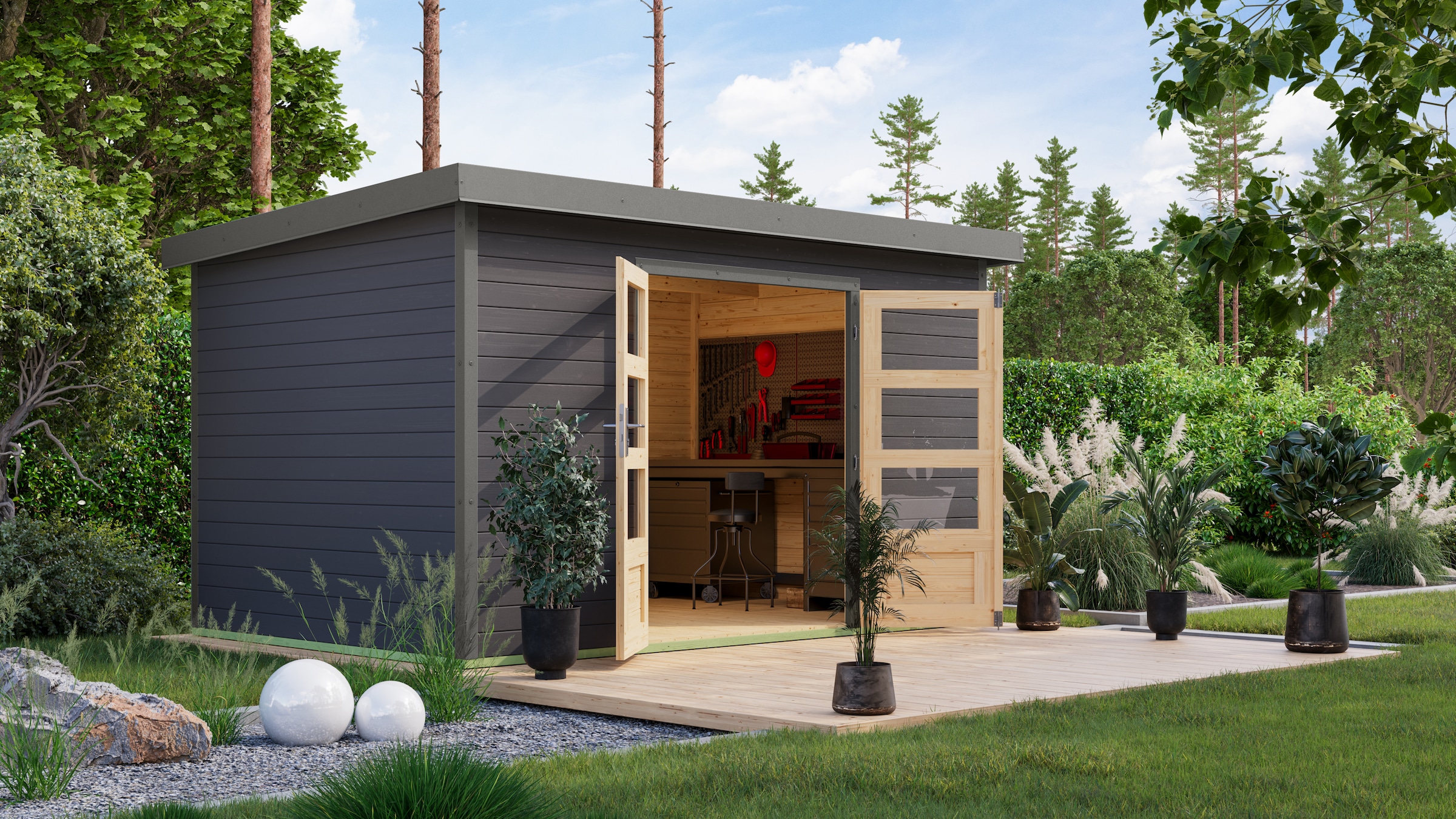 Karibu Gartenhaus "Pluto 7 B" aus hochwertigen Materialien günstig online kaufen