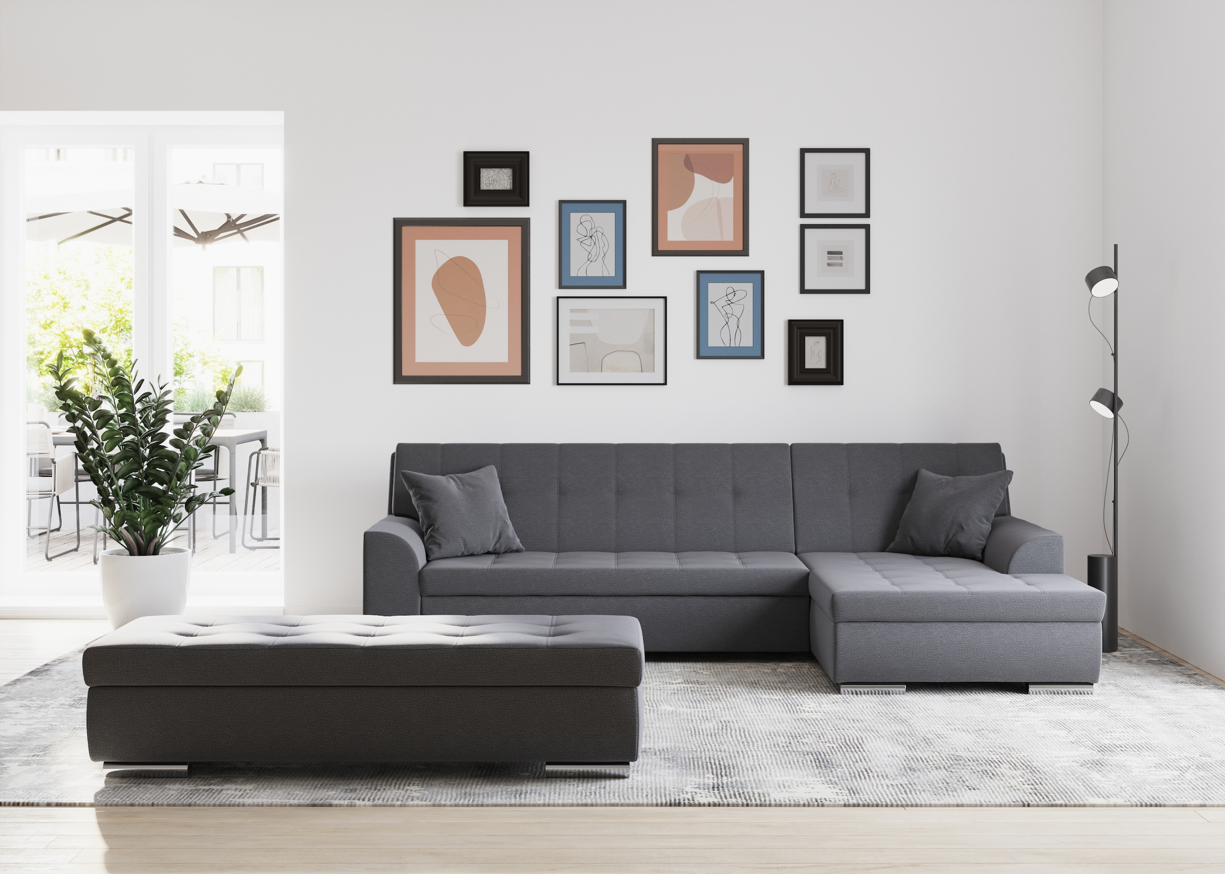 DOMO collection Ecksofa Treviso, wahlweise mit Bettfunktion, incl. Zierkiss günstig online kaufen