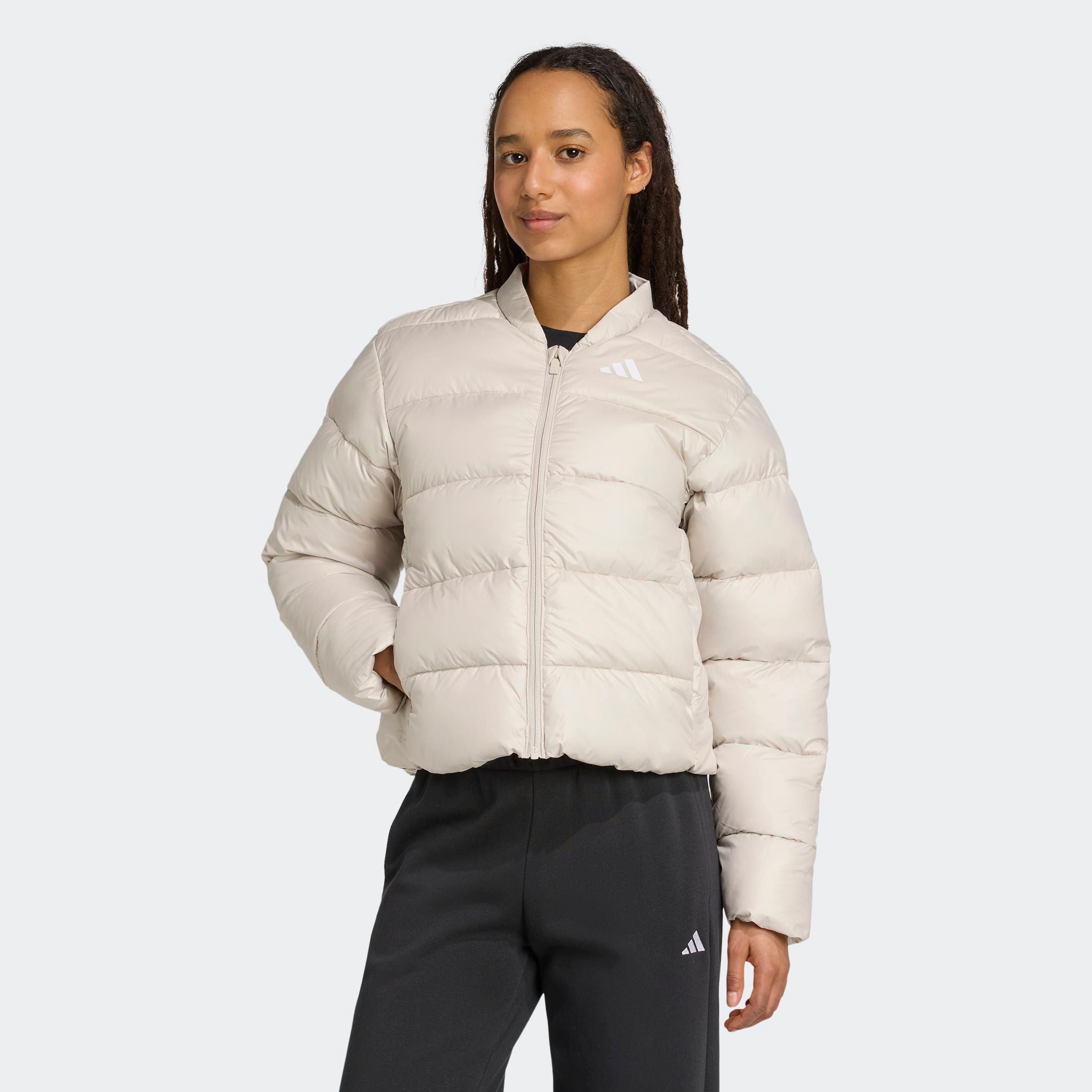 Winterjacke ADIDAS SPORTSWEAR "ESSENTIALS CLIMAWARM KUNSTDAUNEN PUFFER", Damen, Gr. M, wonder aluminium, Obermaterial: 100% Polyester, normal, Jacken Winterjacke