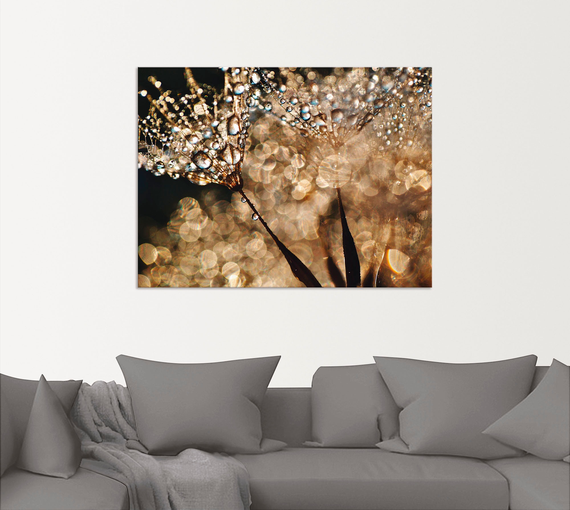 Artland Wandbild »Pusteblume Goldschimmer«, Blumen, (1 St.), als Alubild, Outdoorbild, Leinwandbild, Poster, Wandaufkleber