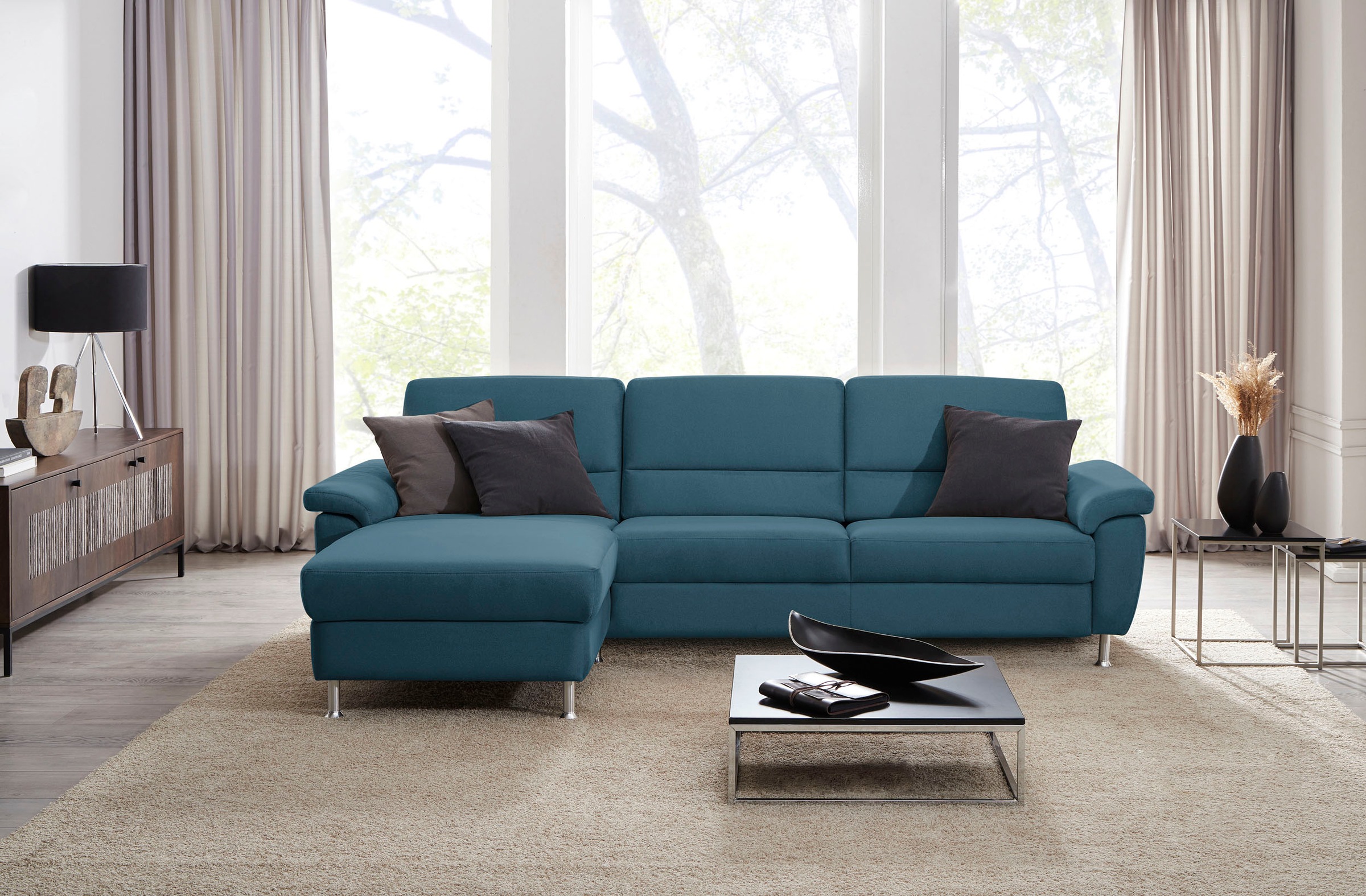 CALIZZA INTERIORS Ecksofa »Onyx L-Form«, Recamiere links oder rechts, wahlweise mit Bettfunktion, Breite 270 cm