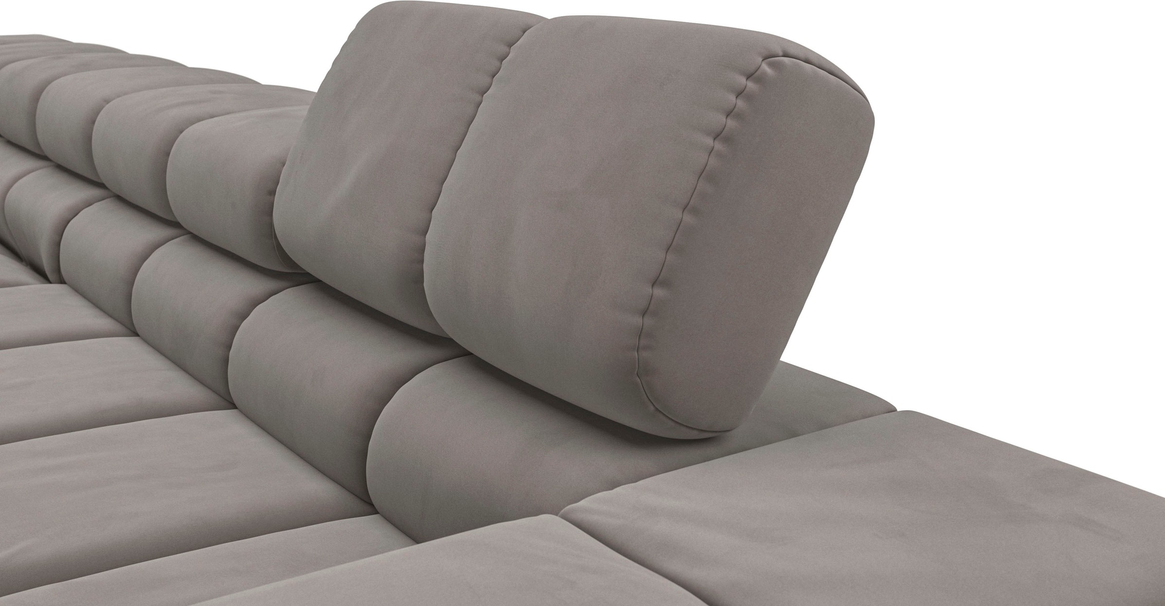 INOSIGN Ecksofa »Ancona New, wahlweise motorische Sitztiefenverstellung, auch in Cord«, feine Steppung, mit Kopfteilverstellung, 3 Zierkissen, L-Form