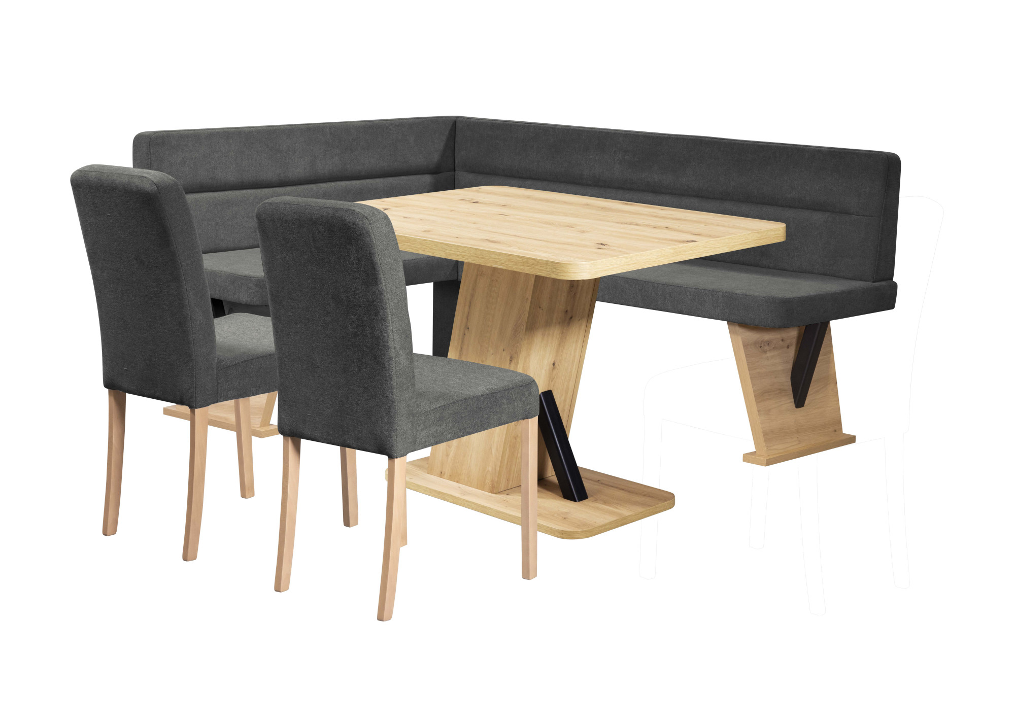 Home affaire "Laros Sitzgruppe, Eckbank, Stühle, Tisch" Set, 4tlg Set, perfekt für Küche, Esszimmer, Wohnzimmer, Bestseller