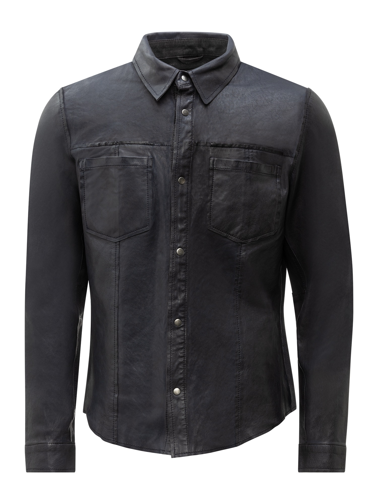 RICANO Langarmhemd "Lederjacke Reverse Shirt" Handgefertigt aus echtem Leder