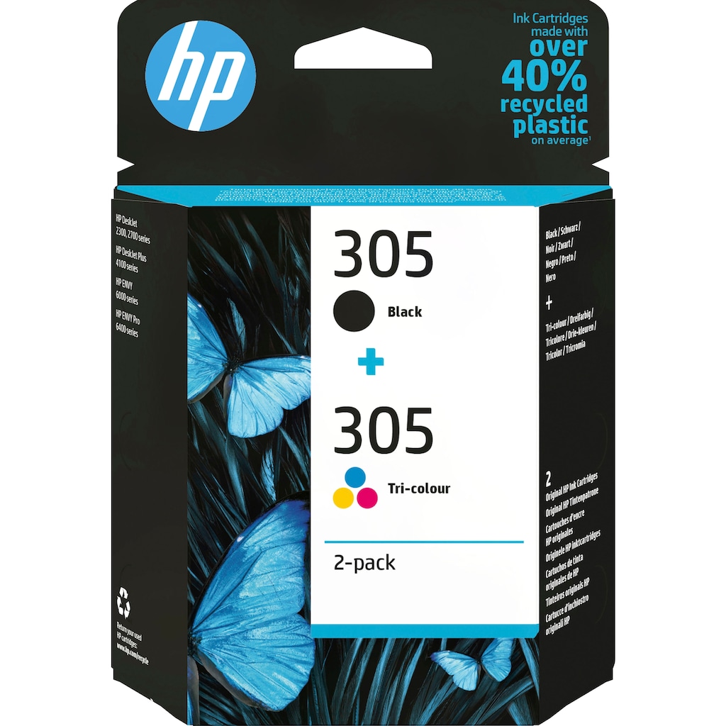 HP Nachfülltinte »305 2er-Pack 6ZD17AE, Cyan/Magenta/Gelb/Schwarz«, für HP, (Packung, 2 St.)