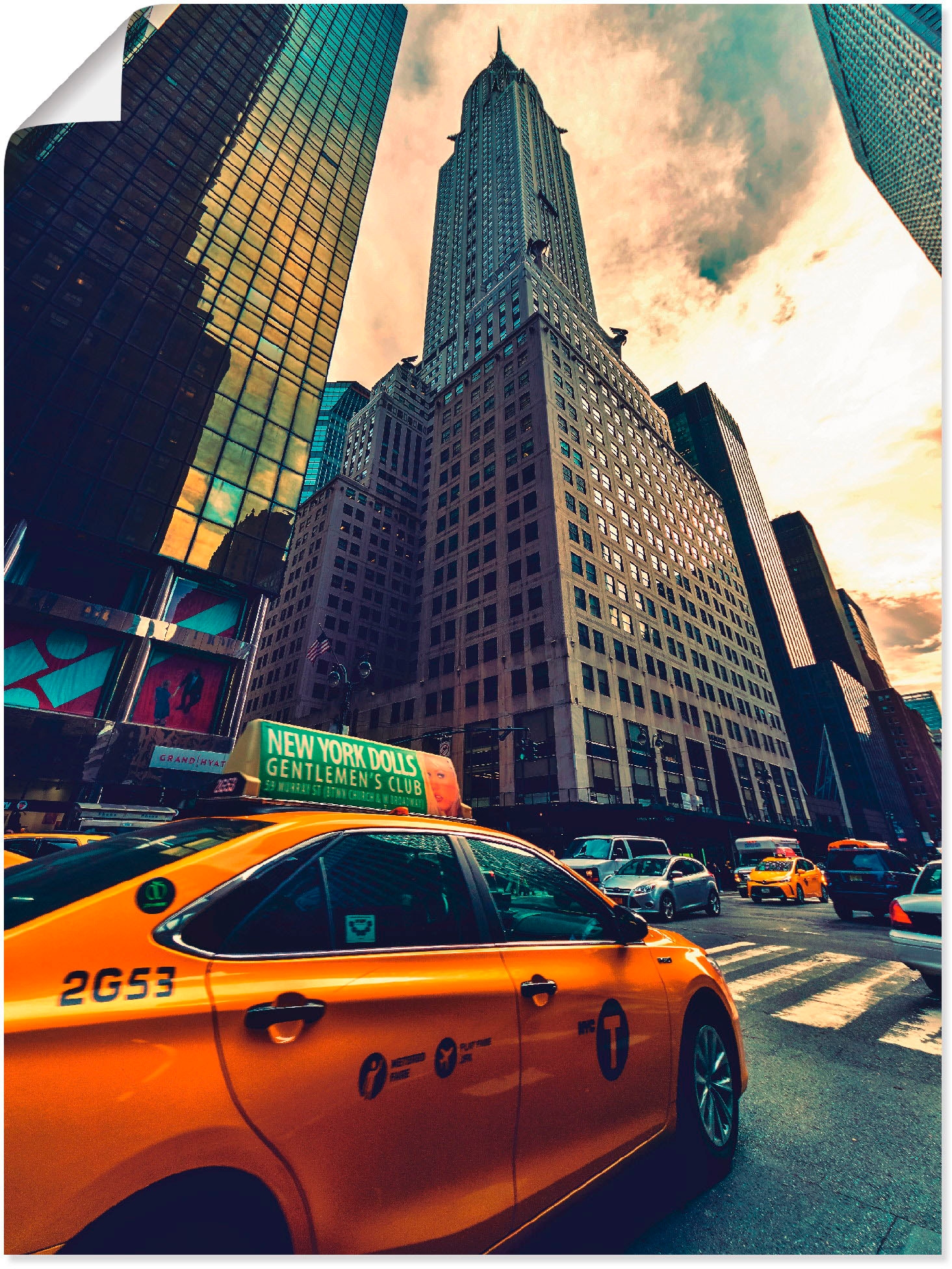 Artland Wandbild "Taxi in New York", Gebäude, (1 St.), als Leinwandbild, Poster in verschied. Größen