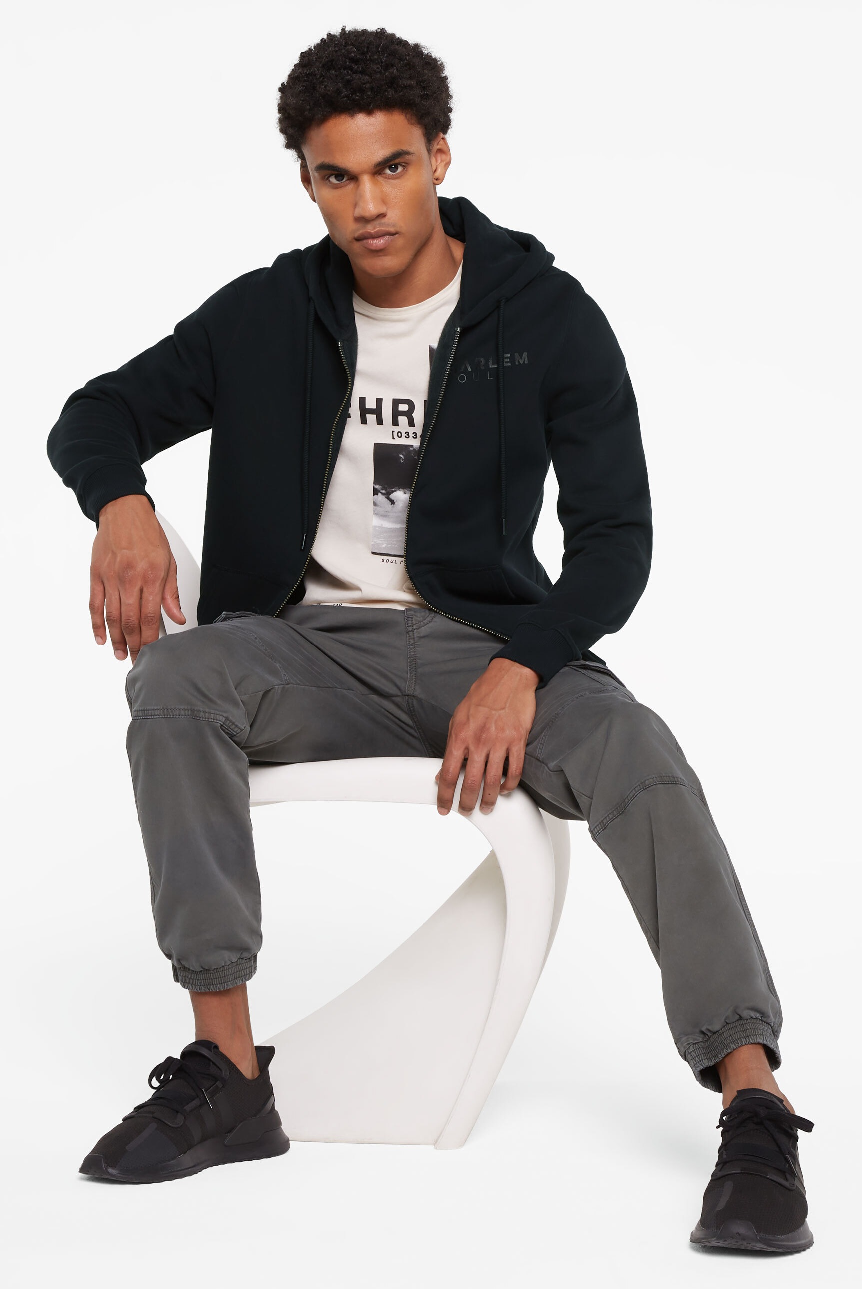 Harlem Soul Kapuzensweatjacke, mit Logo-Print