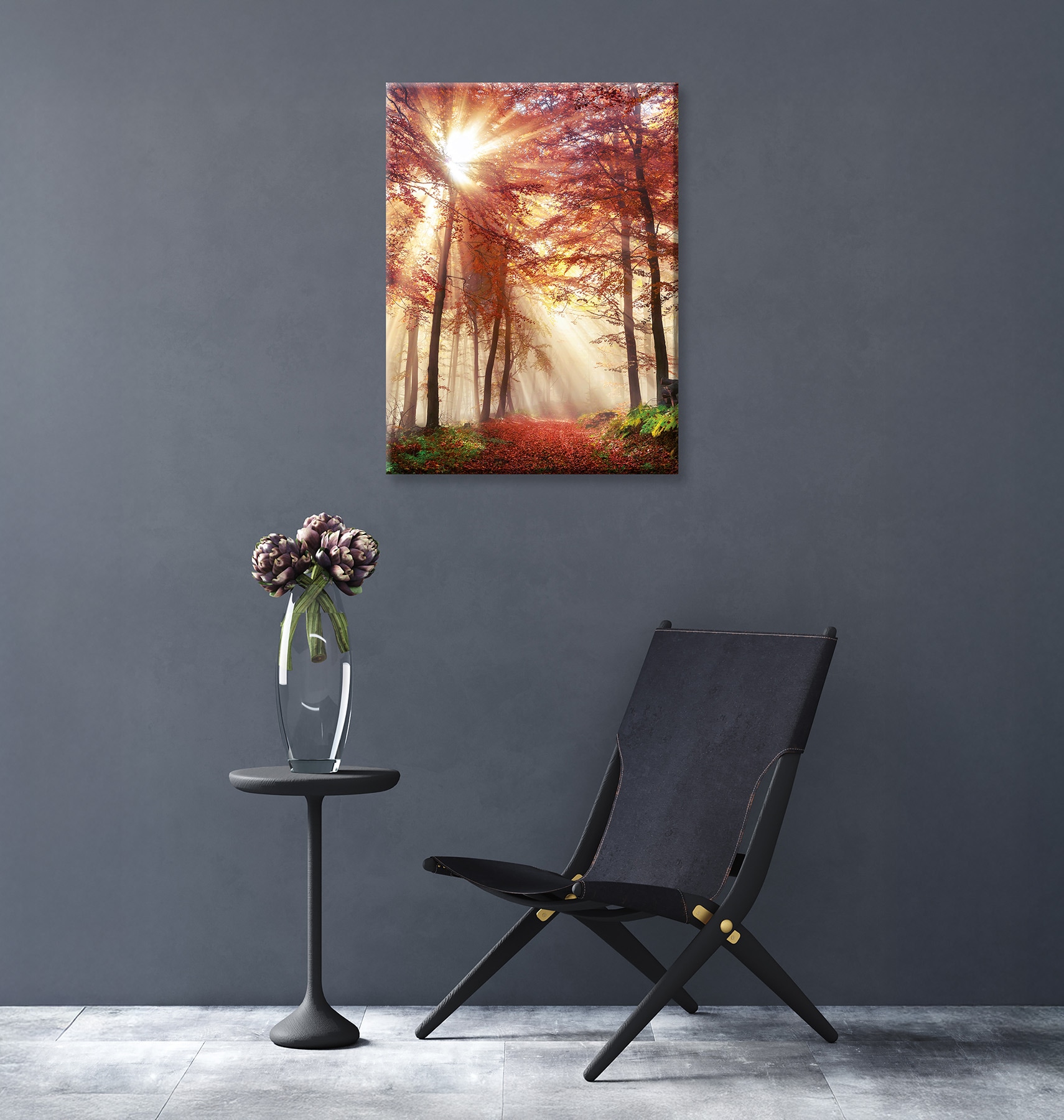Bönninghoff Leinwandbild »Wandbild HERBSTWALD 46x61 cm – Leinwandbild Keilrahmen Deko modern« Wald 1 Stk. tlg. auf Keilrahmen gespannt