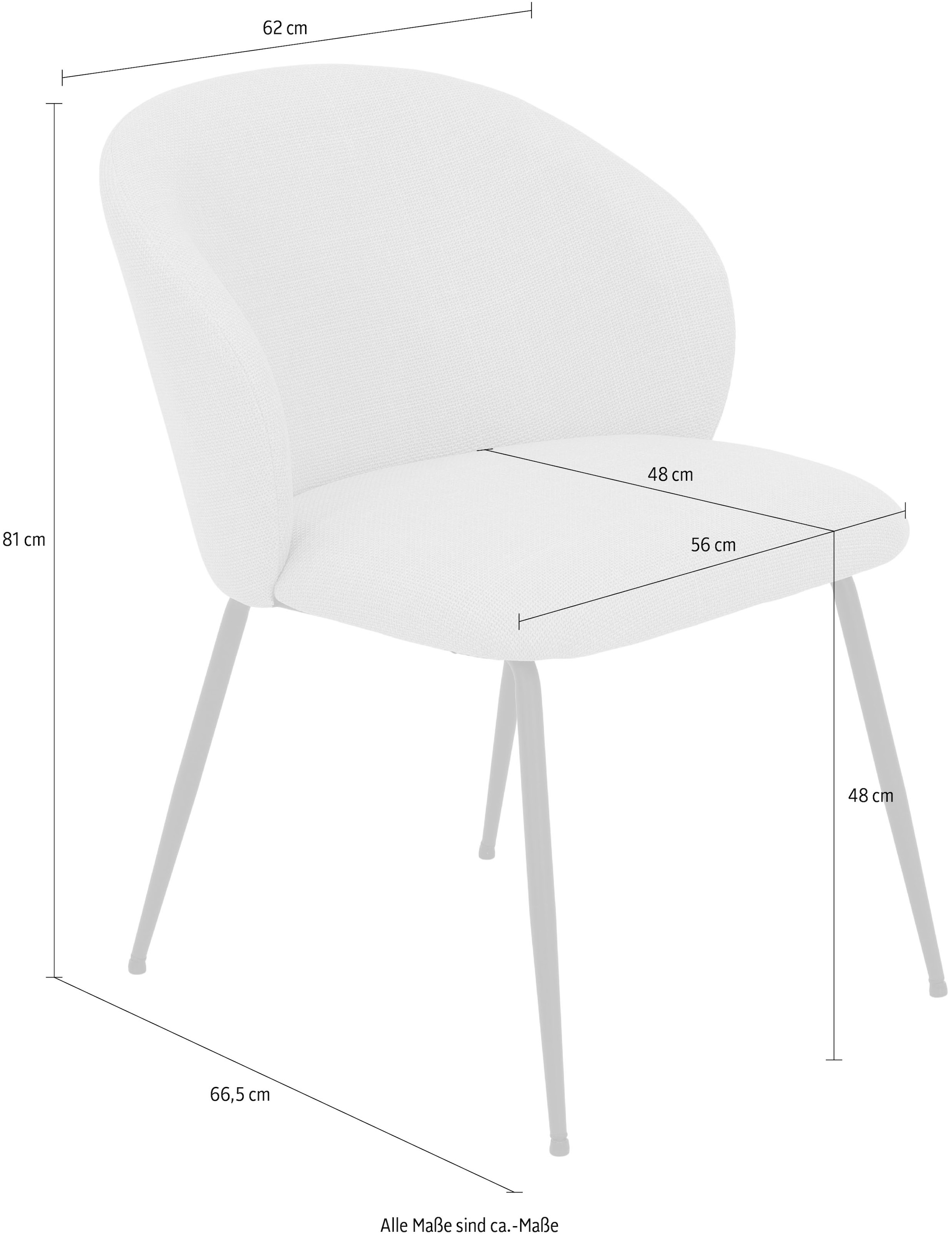 HELA 4-Fußstuhl »GRAZ, Esszimmerstuhl«, (Set), 2 St., Webstoff, XL-Sitzbreite,4-Fuß,Rundrohrgestell,140 Kg belastbar, Webstoff