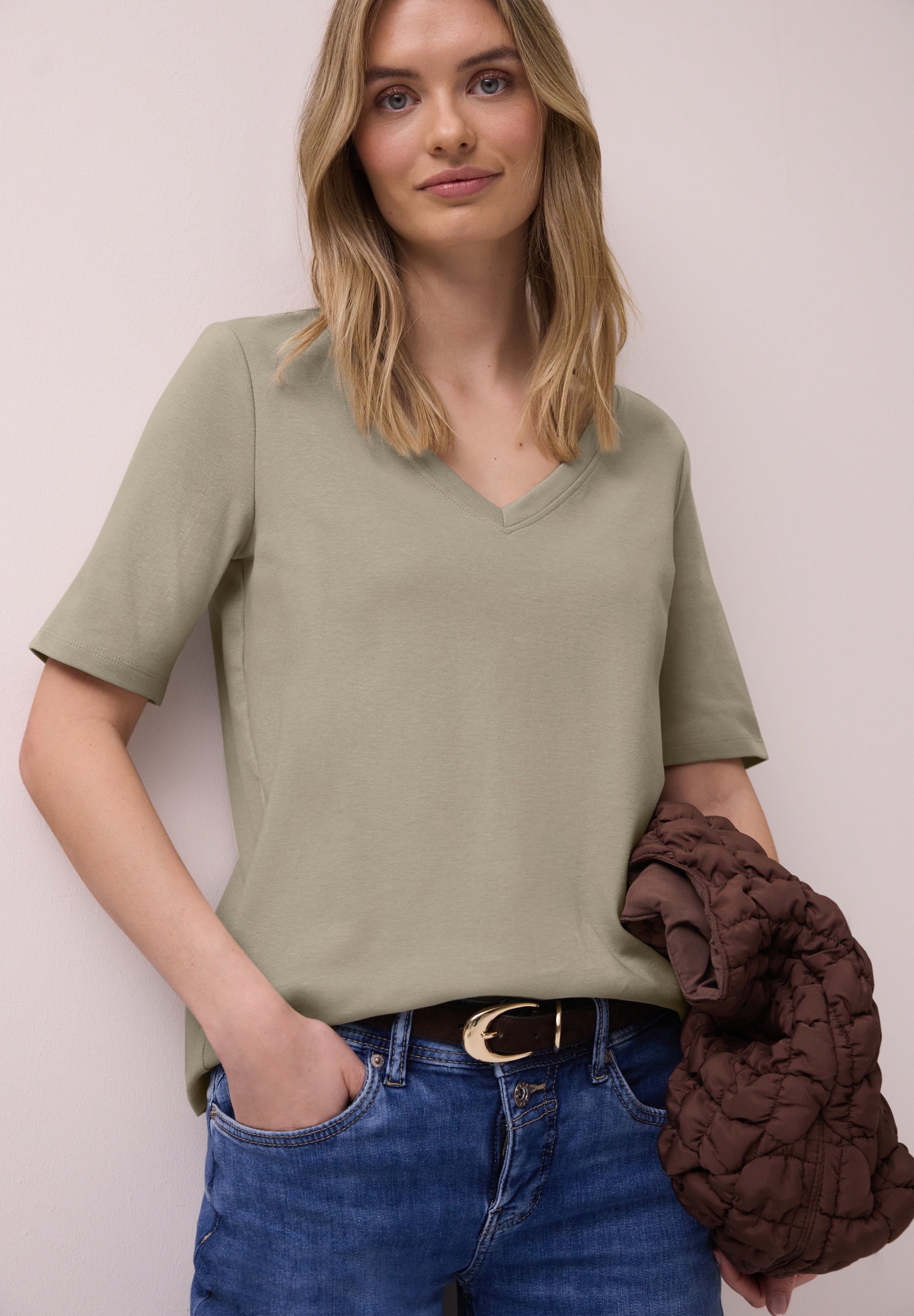 STREET ONE V-Shirt aus reiner Baumwolle günstig online kaufen