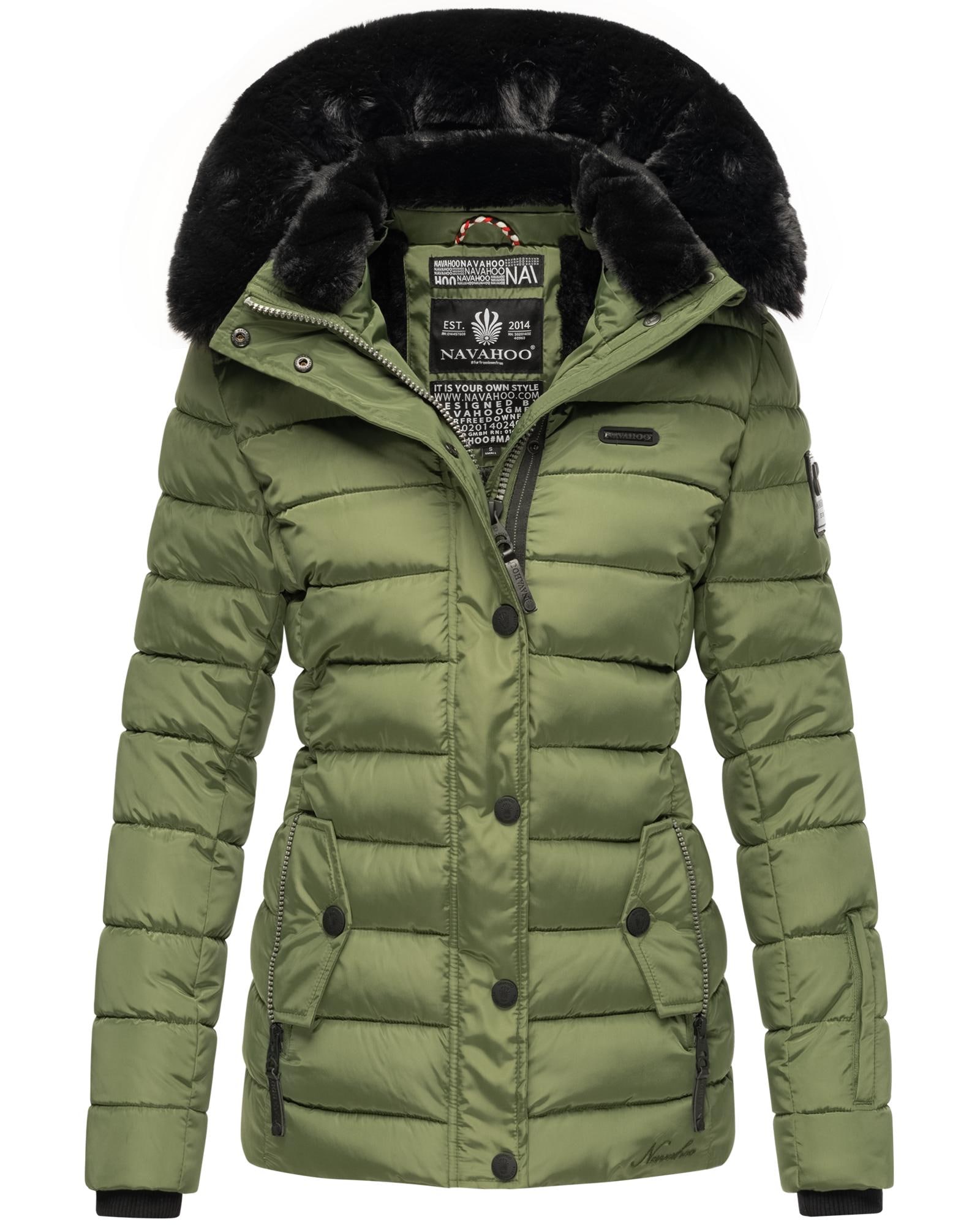 Navahoo Steppjacke »Milianaa«, mit Kapuze, Edle Winterjacke mit weicher Kunstfell-Kapuze