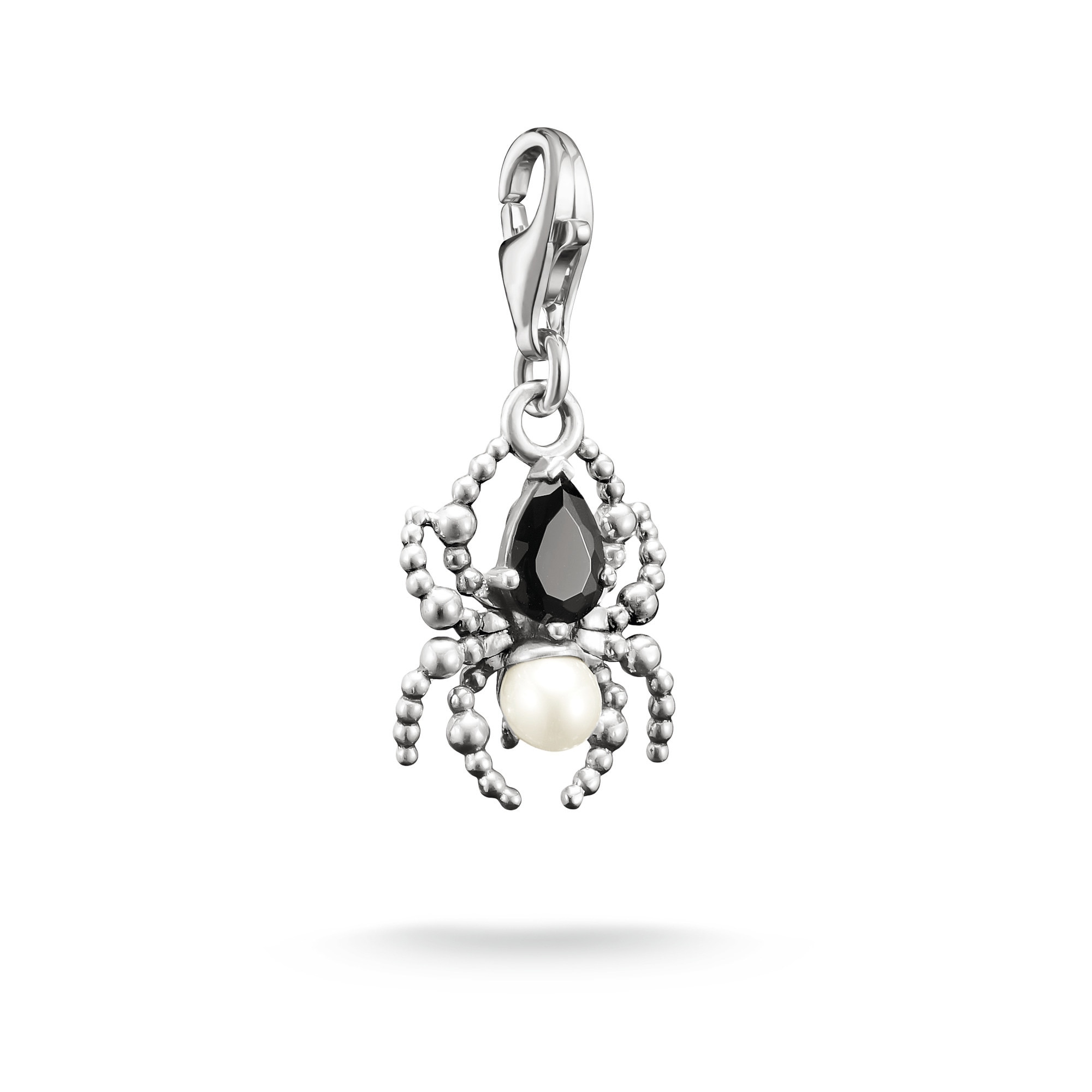 THOMAS SABO Damen Charm-Einhänger "True Romance Spinnen-Optik Charm - Original", schwarz, Perlen, Silber 925 (recycelt), Charms, mit Zirkonia