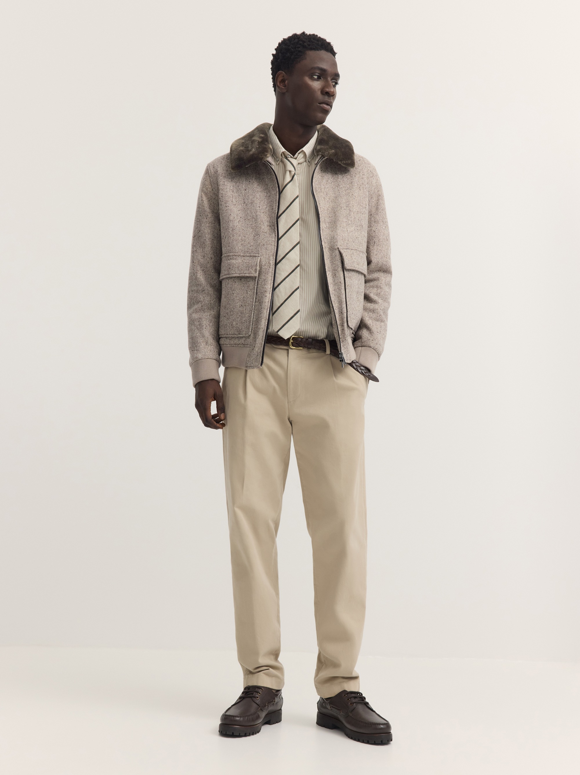 bugatti Blouson »Regular Fit« ohne Kapuze Regular Fit Wolle Fellkragen