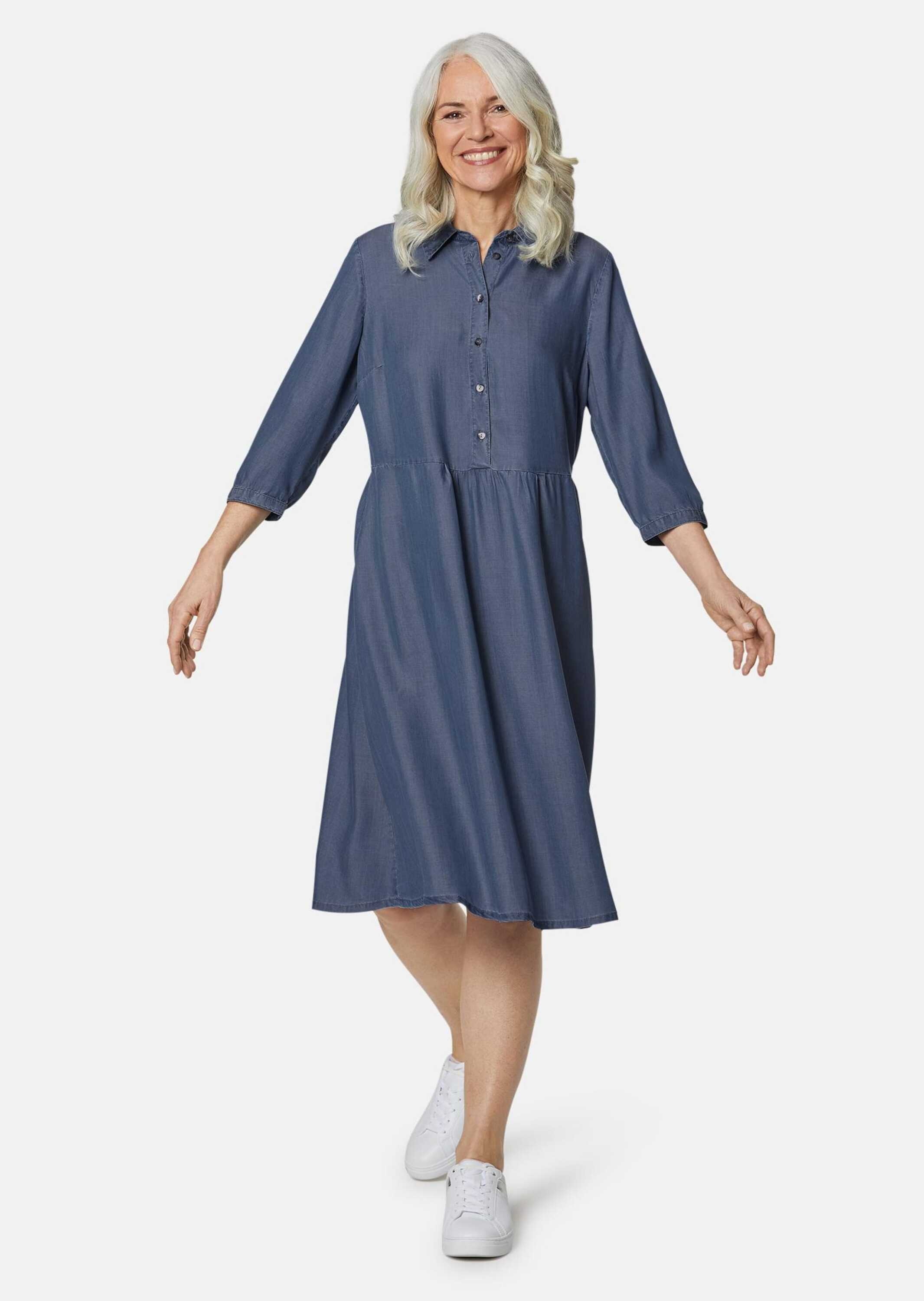 Thumbnail - GOLDNER Midikleid "Kurzgröße Kleid mit Hemdblusenkragen" Ohne