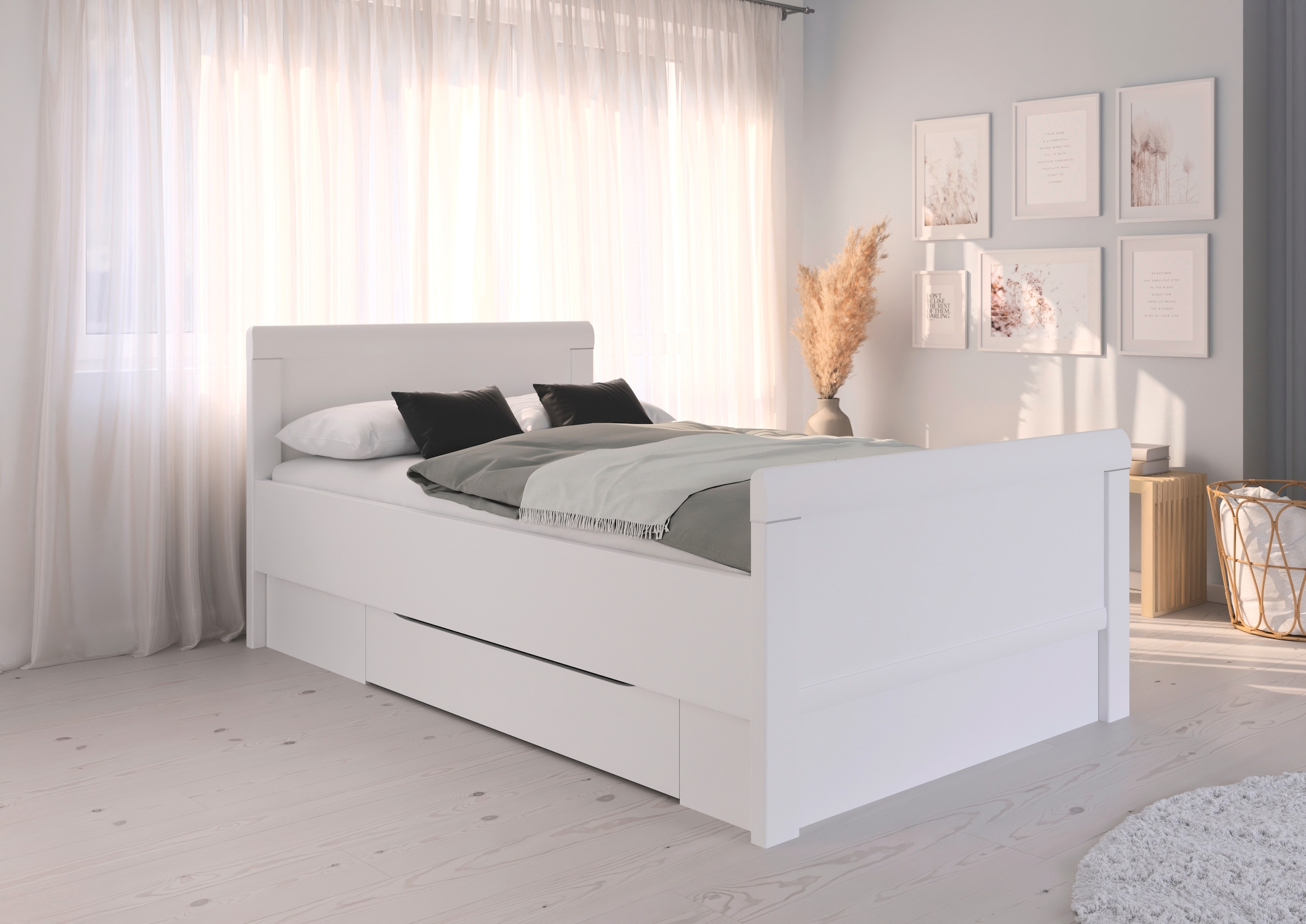 rauch Stauraumbett »Bett Einzelbett Stollenbett Bettkästen EVELYN«, in Komforthöhe mit Holzkopfteil sowie Schubladen MADE IN GERMANY