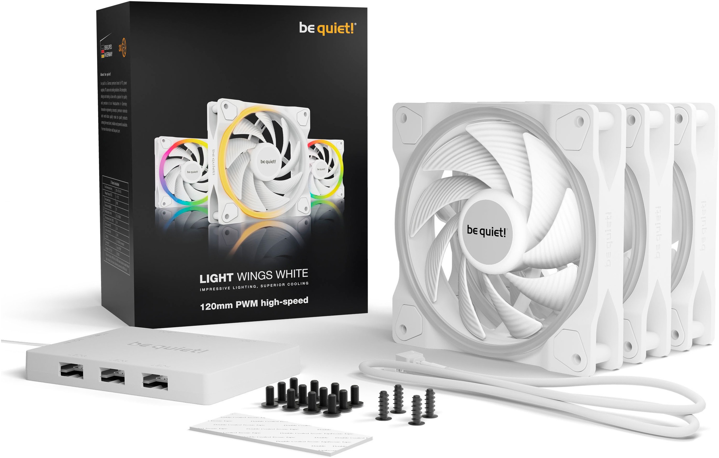 be quiet! Gehäuselüfter »Light Wings 120mm PWM high-speed Triple-Pack«, (Packung, 3 St.)