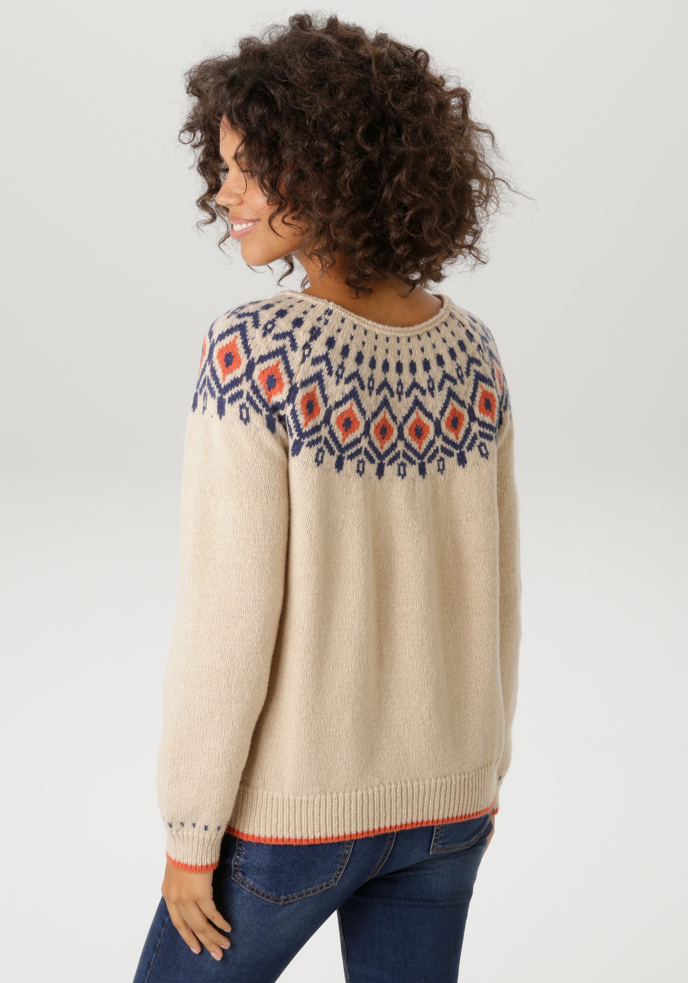 Aniston CASUAL Strickpullover mit farbharmonischen Norweger-Muster - NEUE KOLLEKTION