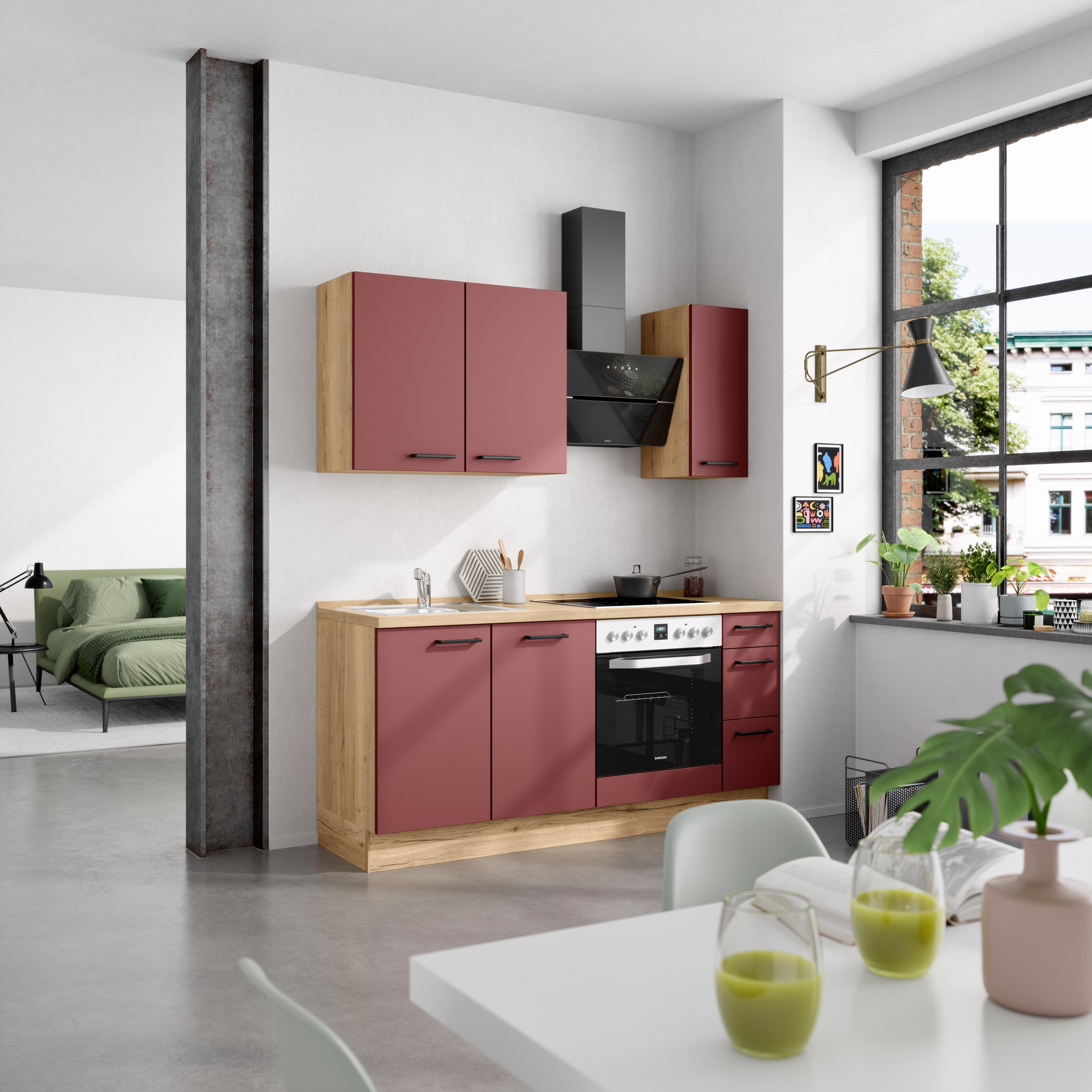 nobilia® Küchenzeile »"Easytouch II"«, vormontiert, Ausrichtung wählbar, Breite 180 cm, wahlw. mit E-Geräten