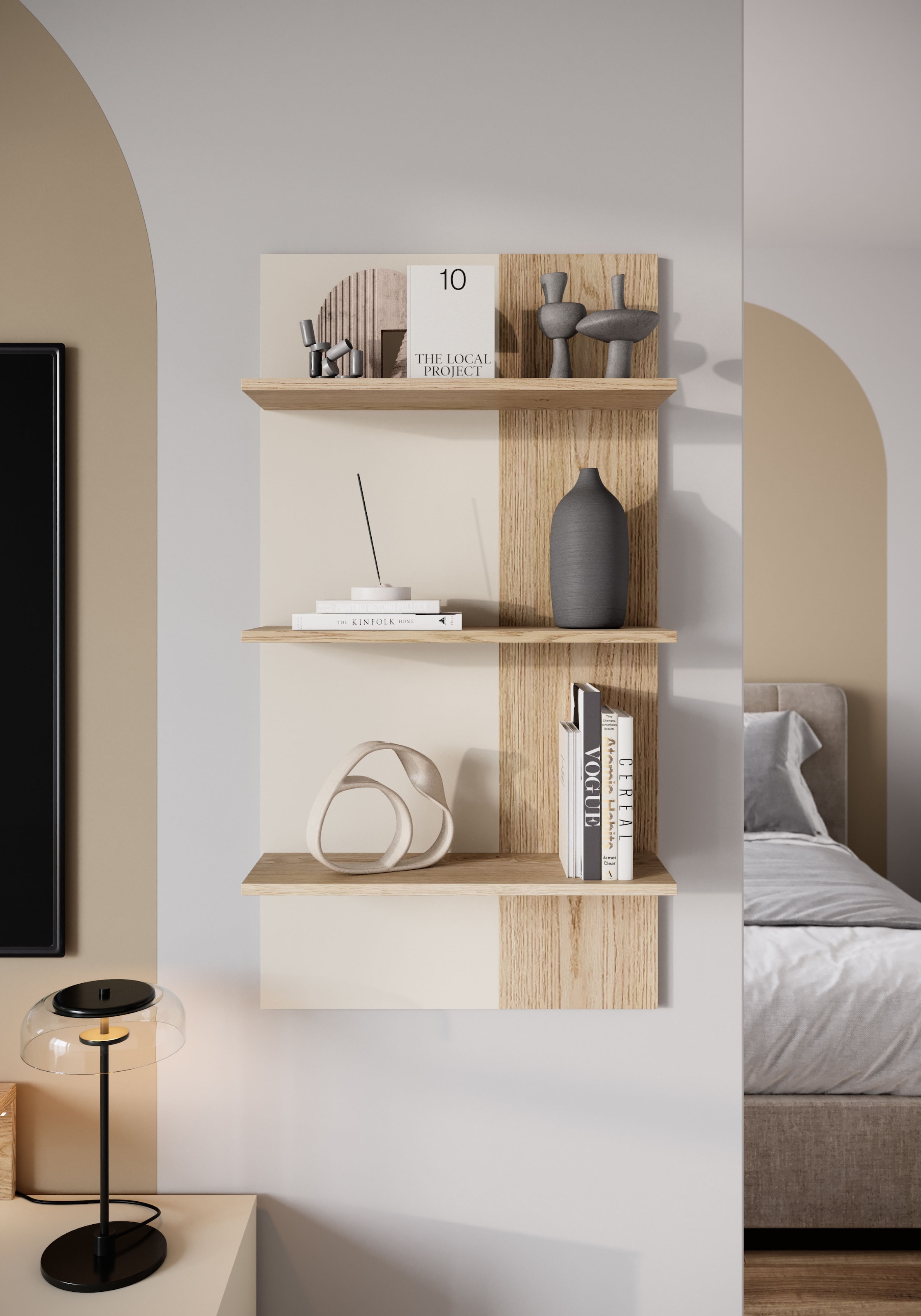 Home affaire Wandregal Wandpaneel, Wandregal, Breite 60 cm, 3 Ablageböden