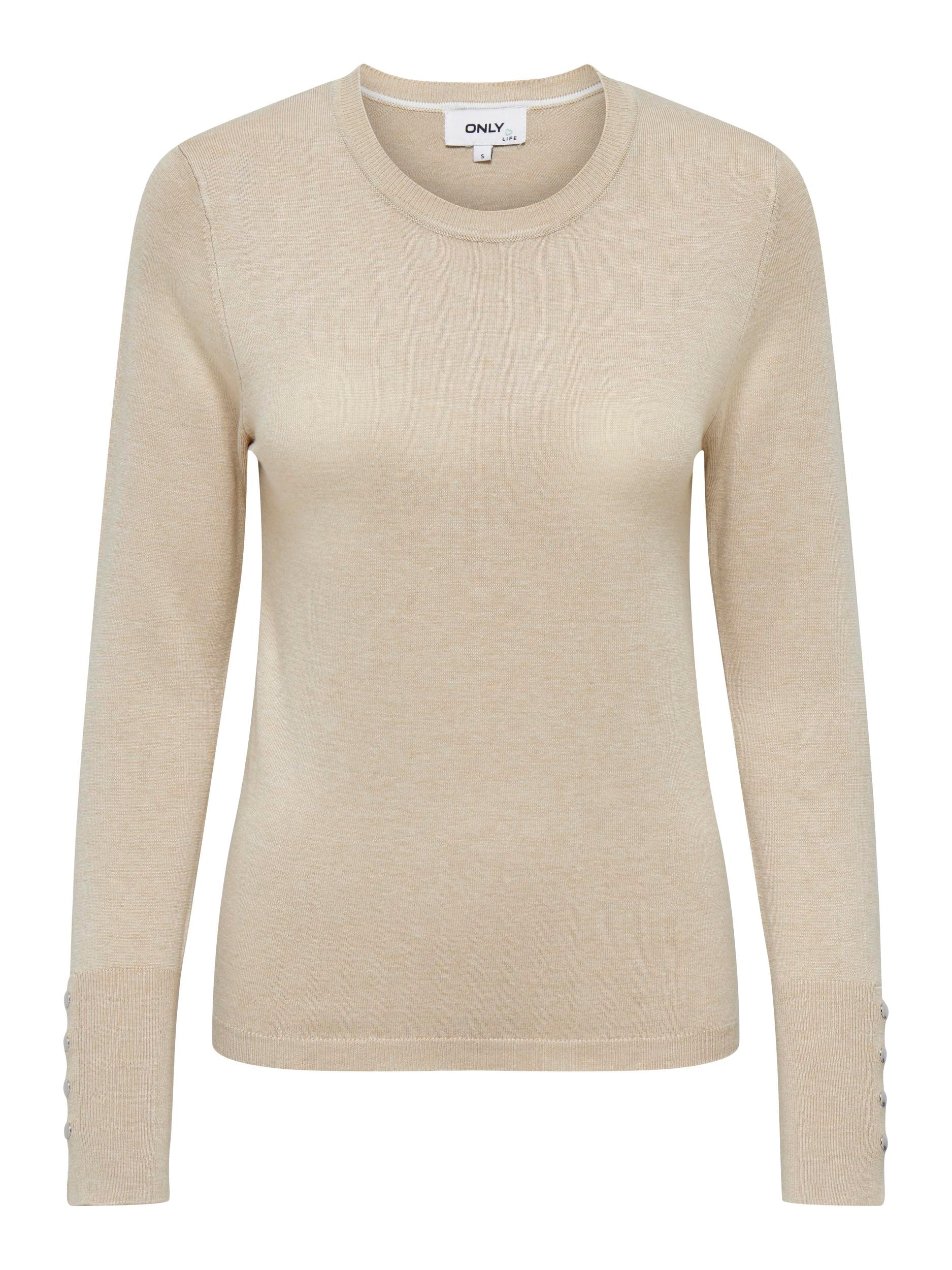 ONLY Rundhalspullover "ONLJULIE LIFE LS BUTTON O-NECK CC KNT" günstig online kaufen