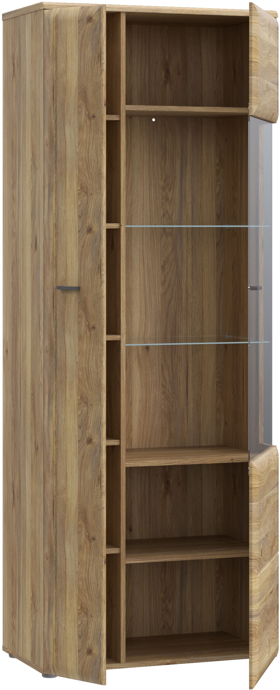FORTE Vitrine »Akinori«, (B/H/T 75,1/197,6/41,8 cm), Highboardvitrine, Glastüre, Soft Close, MDF Front, Metallgriffe