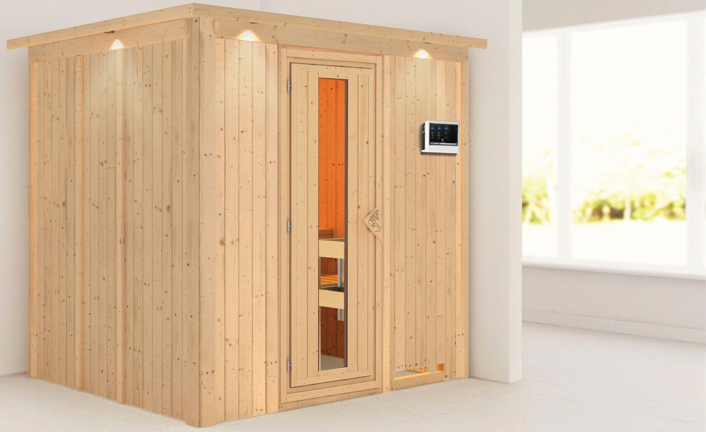 Karibu Sauna »Solida«, 9 KW-Ofen mit externer Steuerung